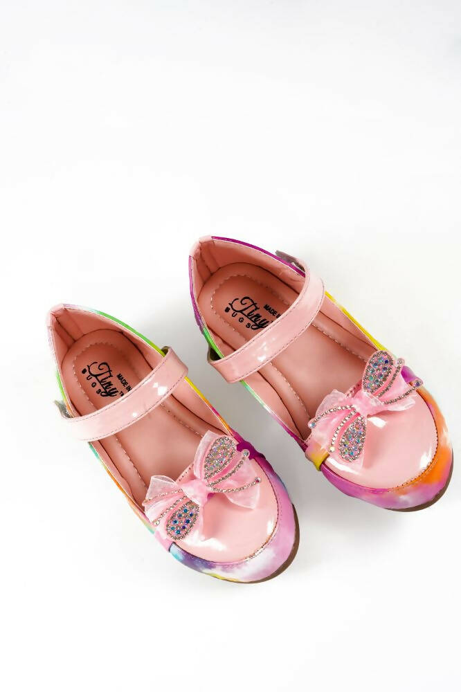 Tiny Bugs Girls Party Wear Velcro Ballerinas - Pink  Grab2Buy Tiny Bugs Grab2Buy