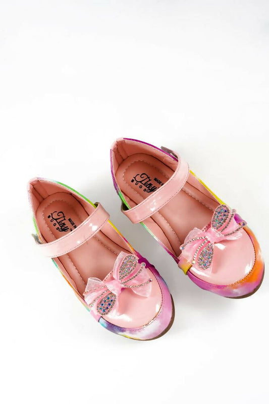 Tiny Bugs Girls Party Wear Velcro Ballerinas - Pink  Grab2Buy Tiny Bugs Grab2Buy