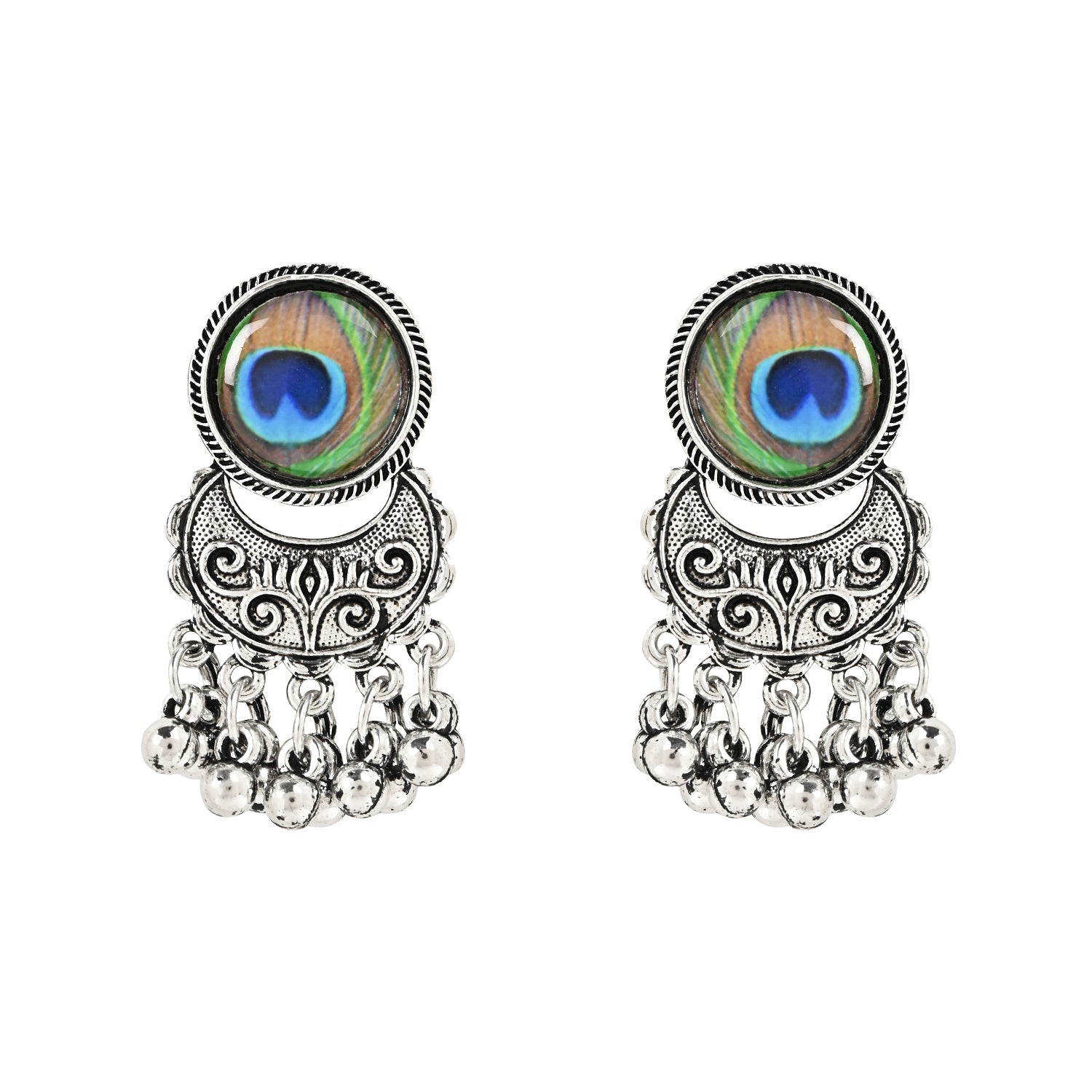 Navratri Oxidised Silver Plated Afghani Choker Necklace Jewellery Set for Women - Wahe Jewels Noz2Toz