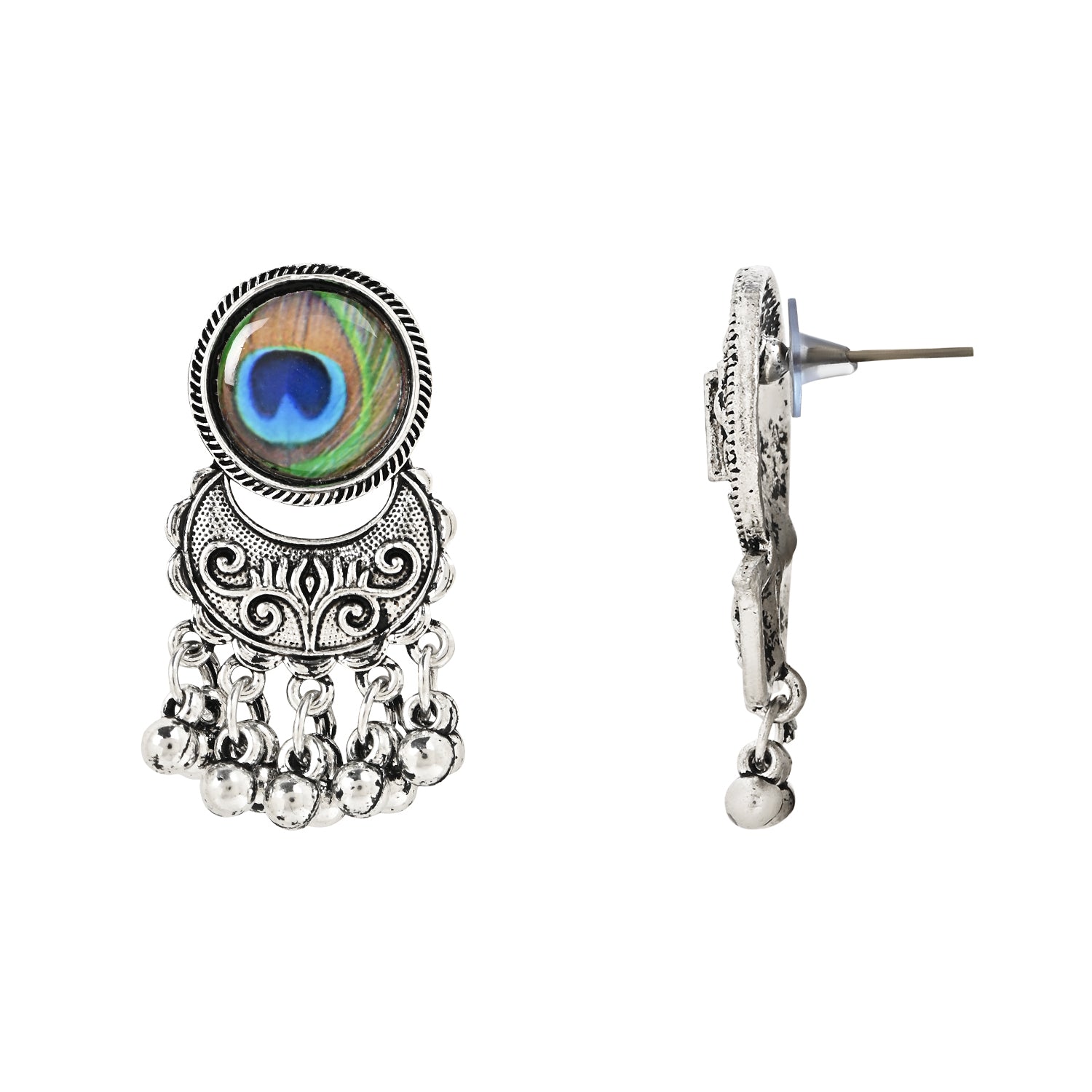 Navratri Oxidised Silver Plated Afghani Choker Necklace Jewellery Set for Women - Wahe Jewels Noz2Toz