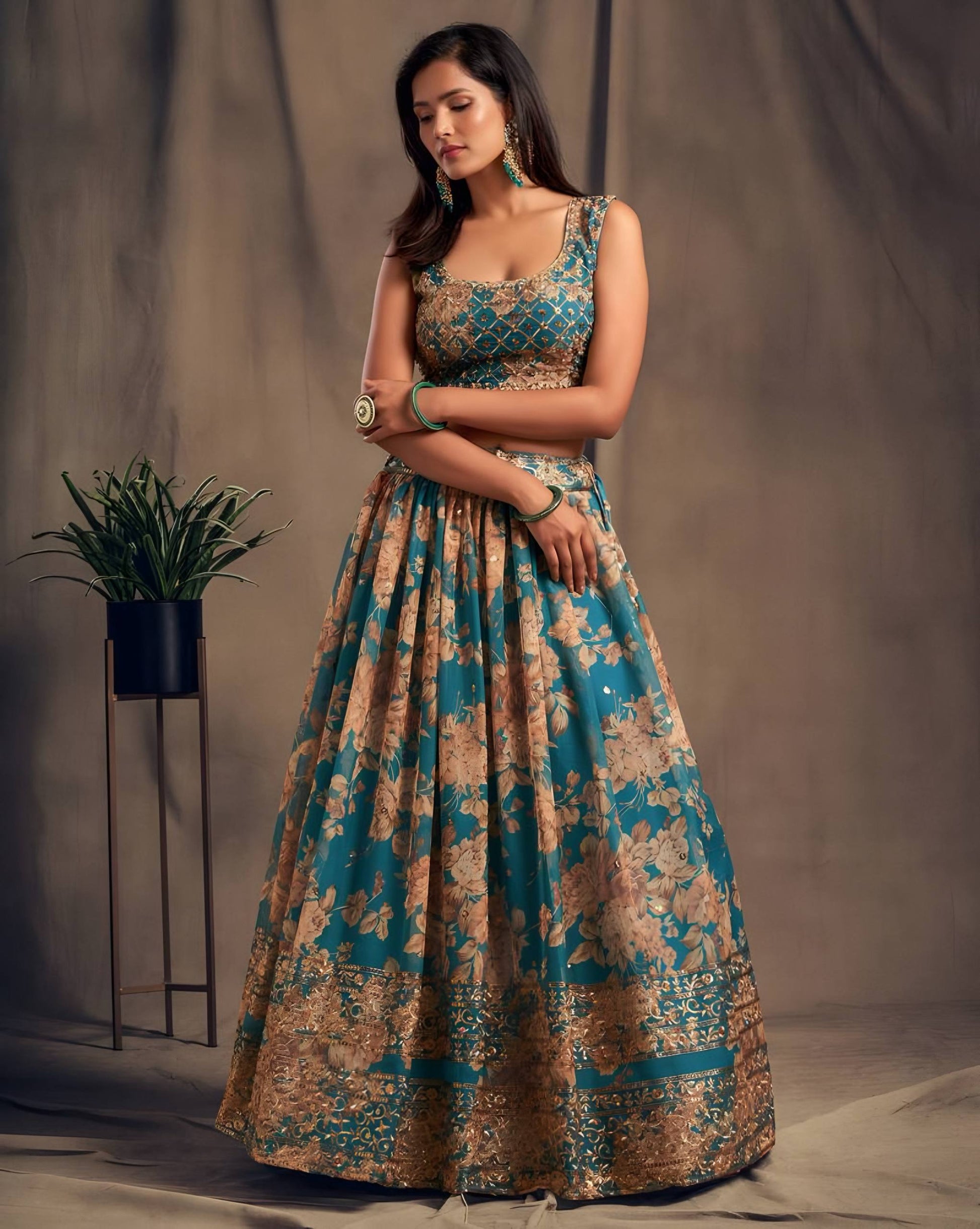 Lehenga Mart Designer Bollywood Style Wedding Wear Lehenga Choli - Blue