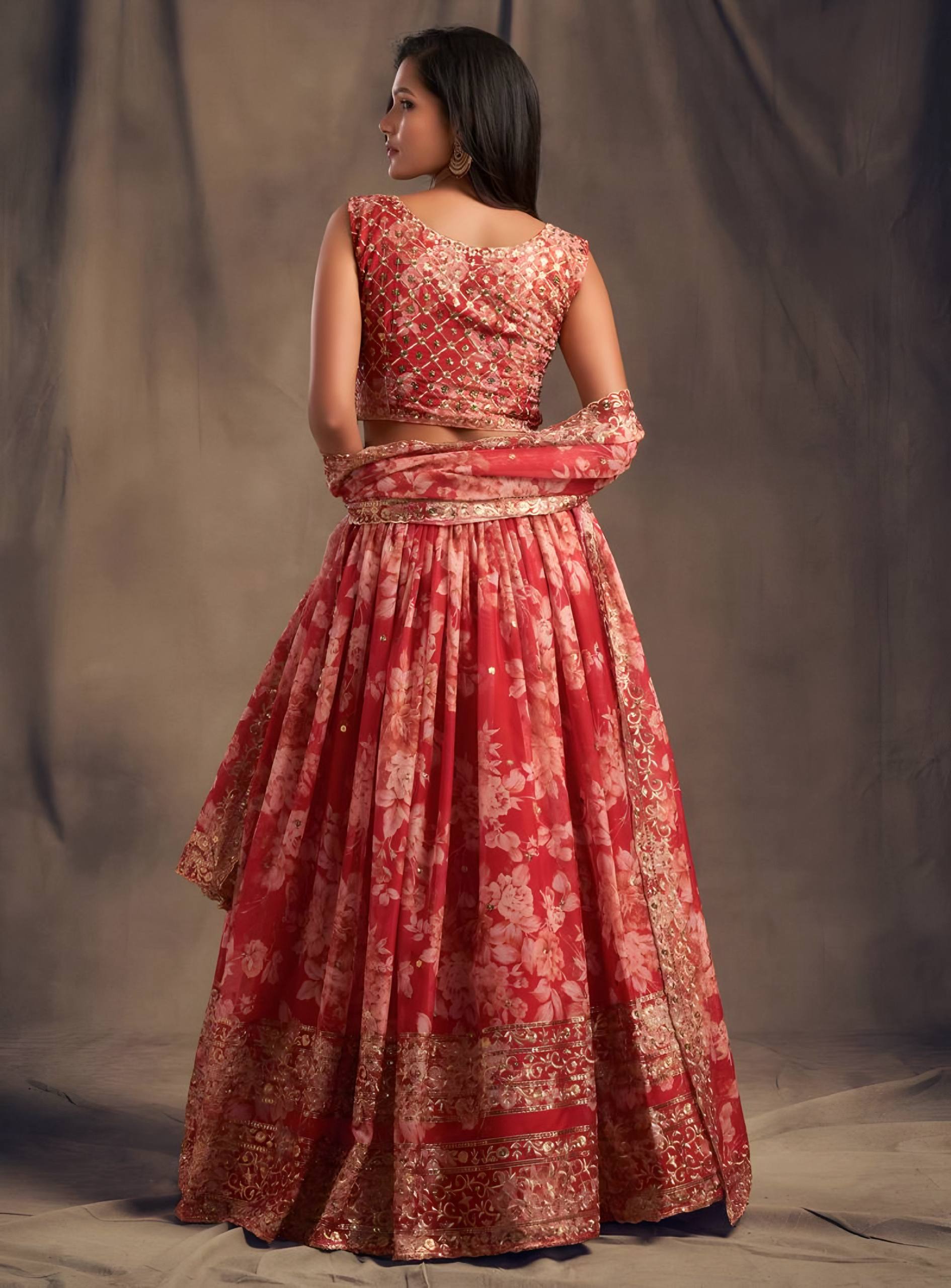 Lehenga Mart Designer Bollywood Style Wedding Wear Lehenga Choli - Red