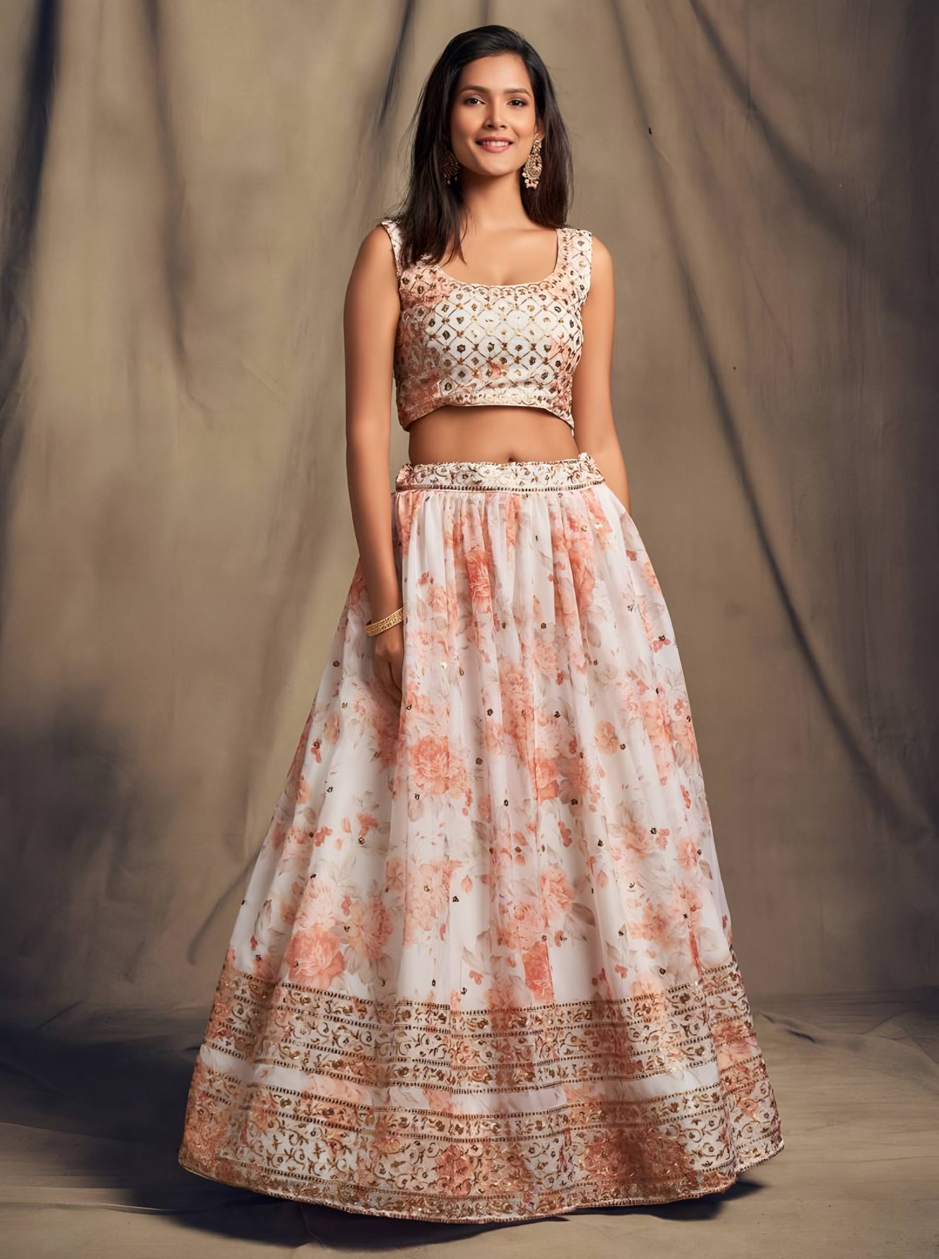 Lehenga Mart Designer Bollywood Style Wedding Wear Lehenga Choli - White