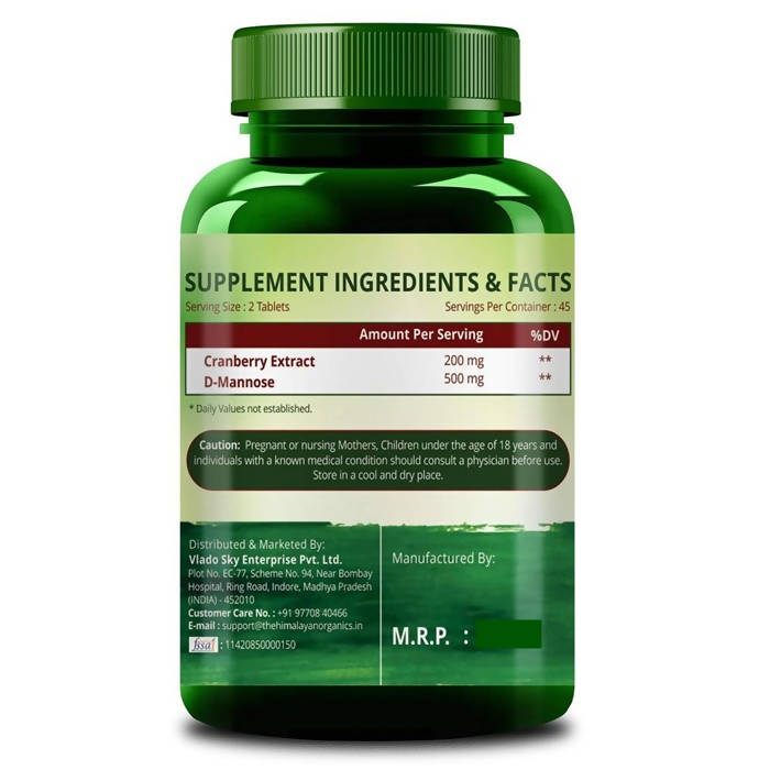 Himalayan Organics D-Mannose + Cranberry Vegetarian Capsules 