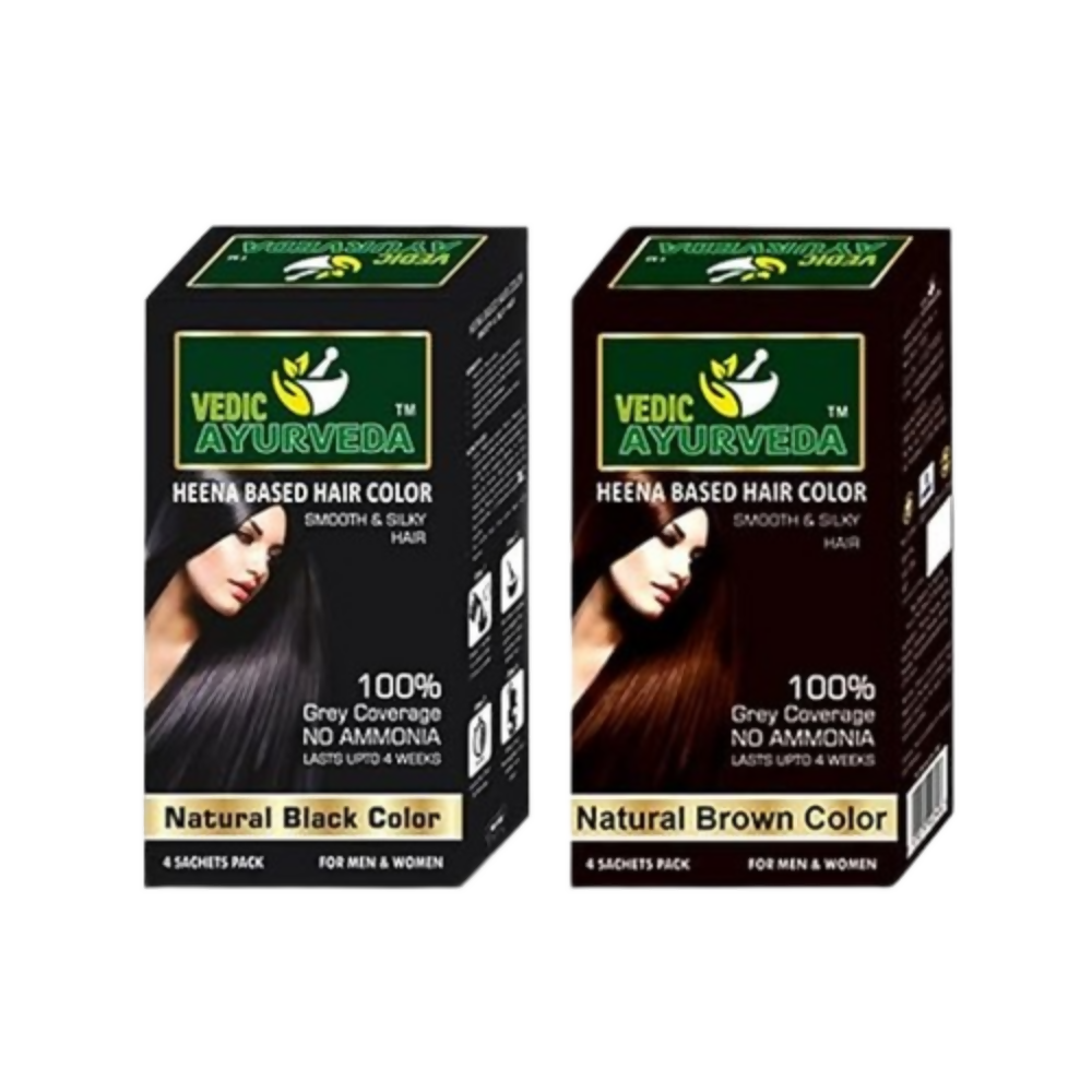 VedicAyurveda Natural Henna Hair Color No Ammonia Black & No Ammonia Dark Brown  Grab2Buy VedicAyurveda Grab2Buy
