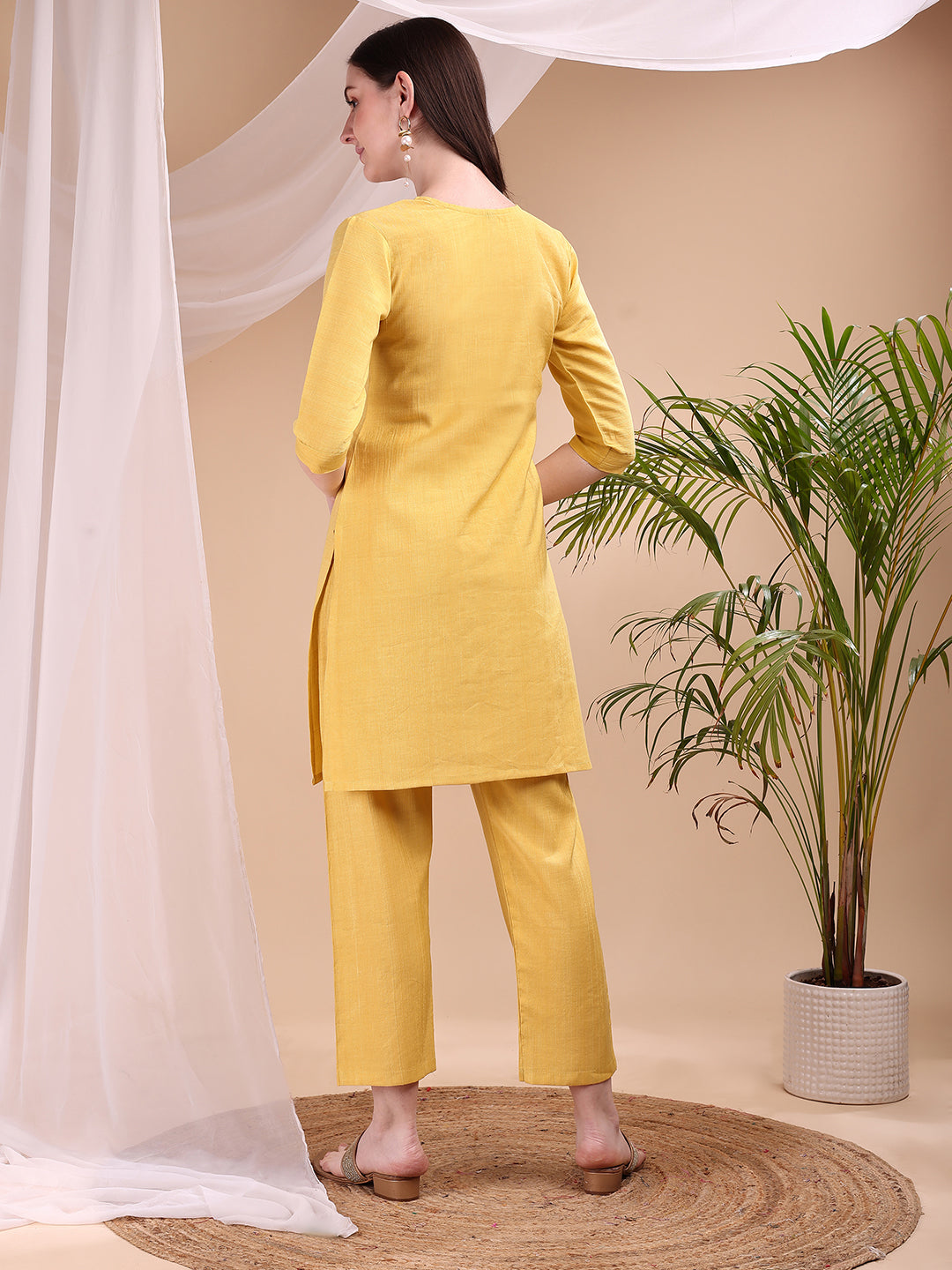 Hand Embroidered Co Ords, Yellow - Hiral Fashion
