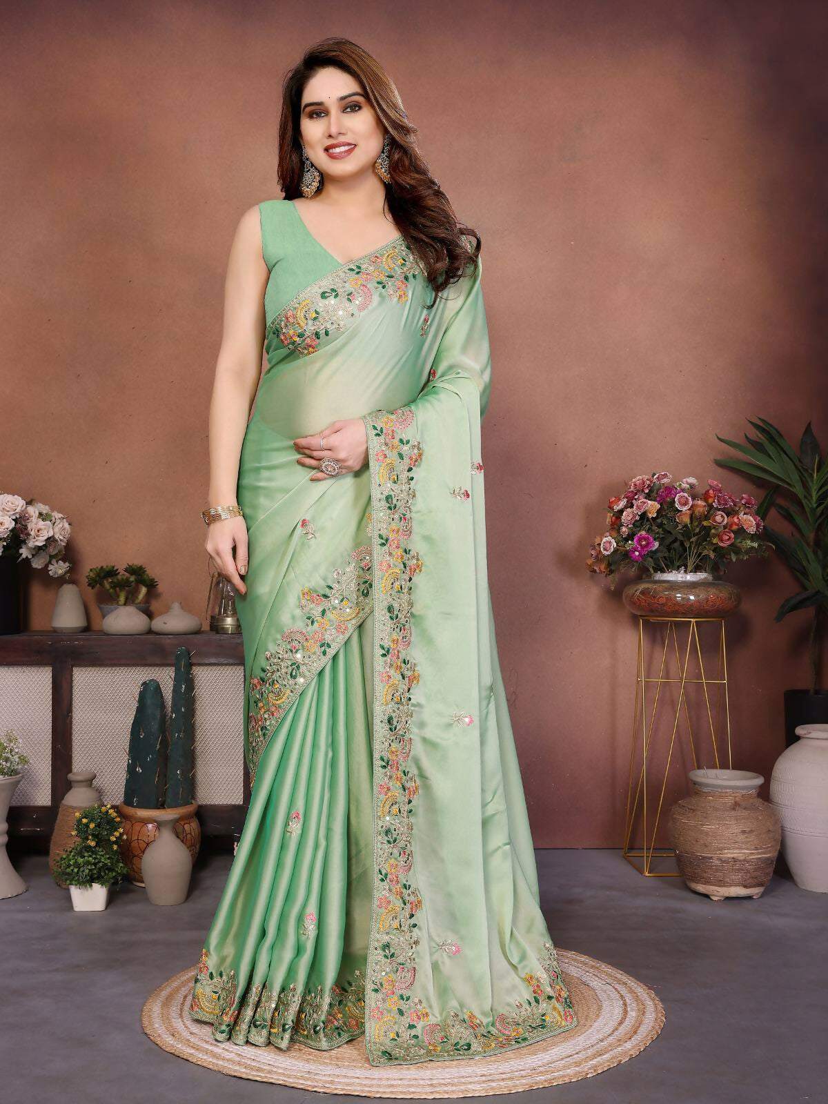 Teeya Creation New Trendy Party Wear Soft Silk Saree-Light_Green
