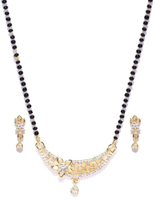 Priyaasi Women American Diamond Mangalsutra Set With Earrings - Grab2buy