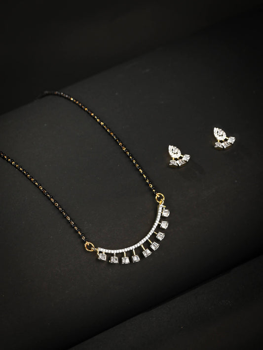 Priyaasi Women American Diamond Gold Plated Mangalsutra Set - Grab2buy