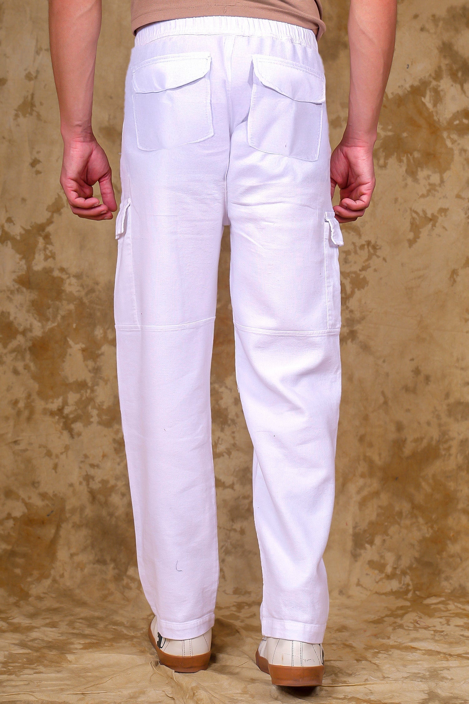 Bluebird Men's Slim Fit Cotton Cargo Pant White 