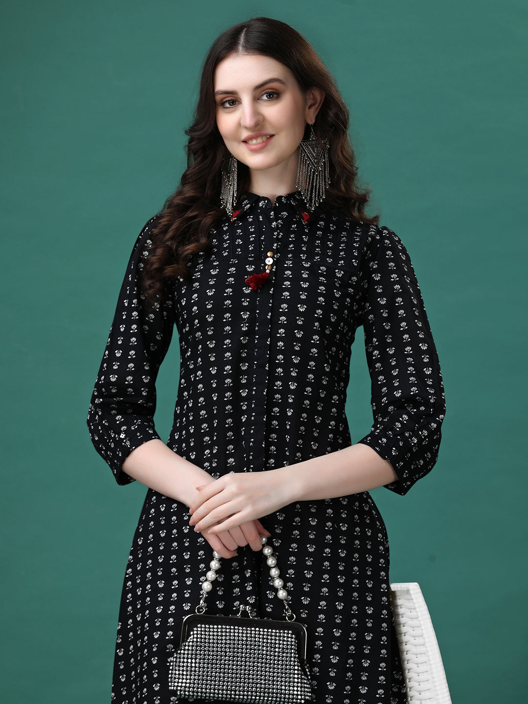 Printed Flared Cotton Kurta With Pant, Multicolor - Hiral Fashion