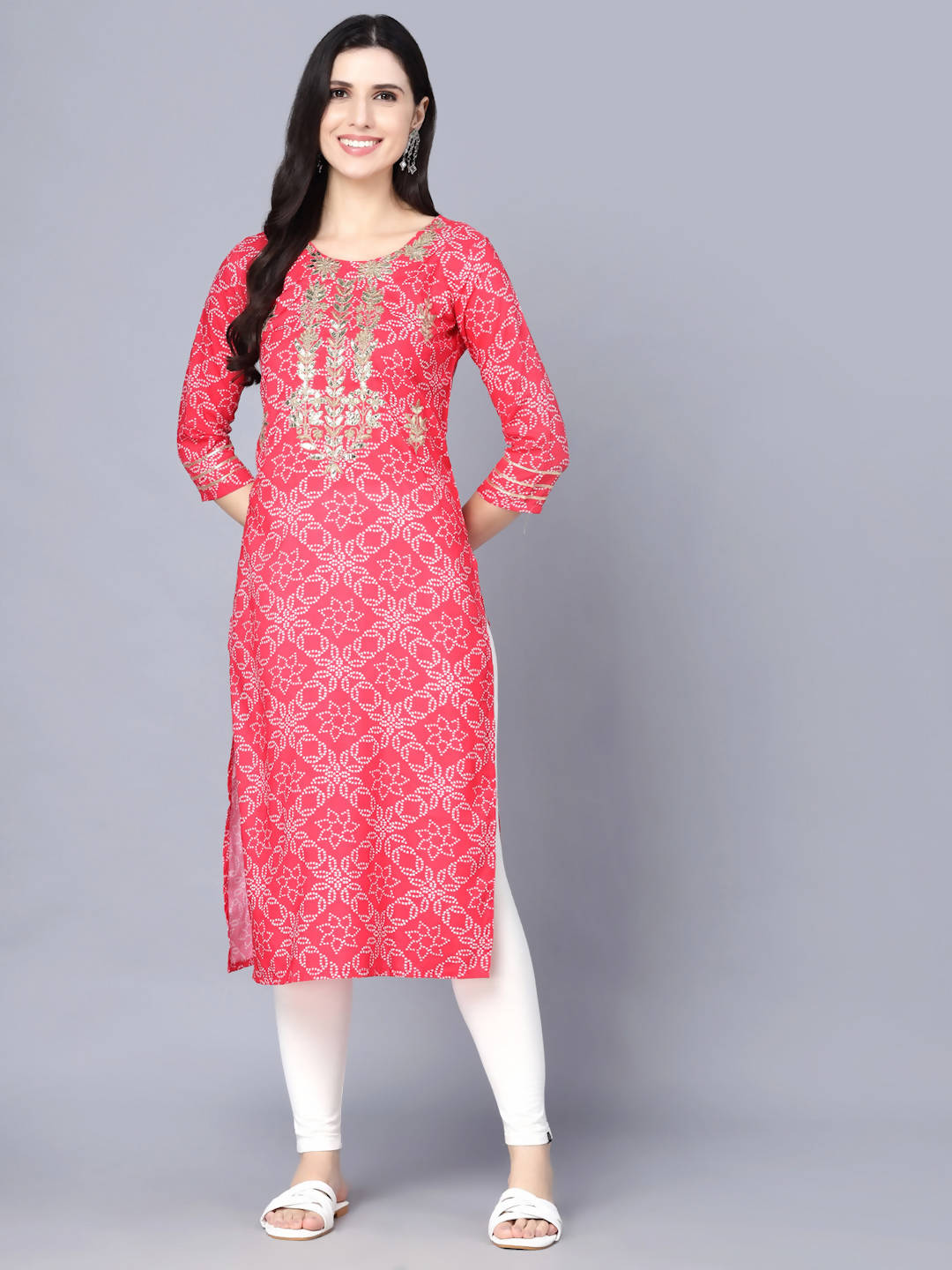 Myshka Women Pink Floral Printed Kurta