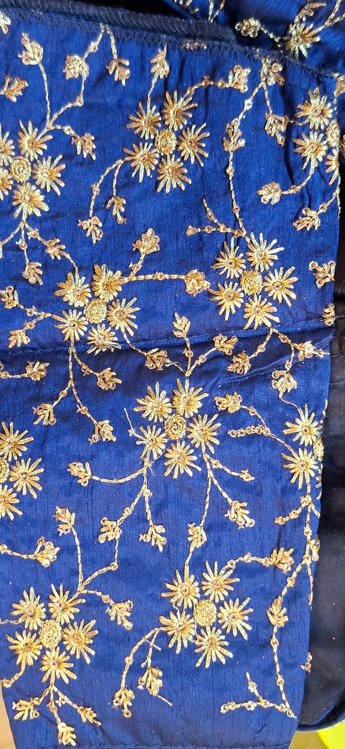 Kia Fashions Cobalt Blue Golden All Over Embroidered Readymade Blouse