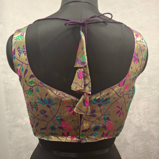 Kia Fashions Purple Jacquard Weave Multi Color Paithani Readymade Blouse 