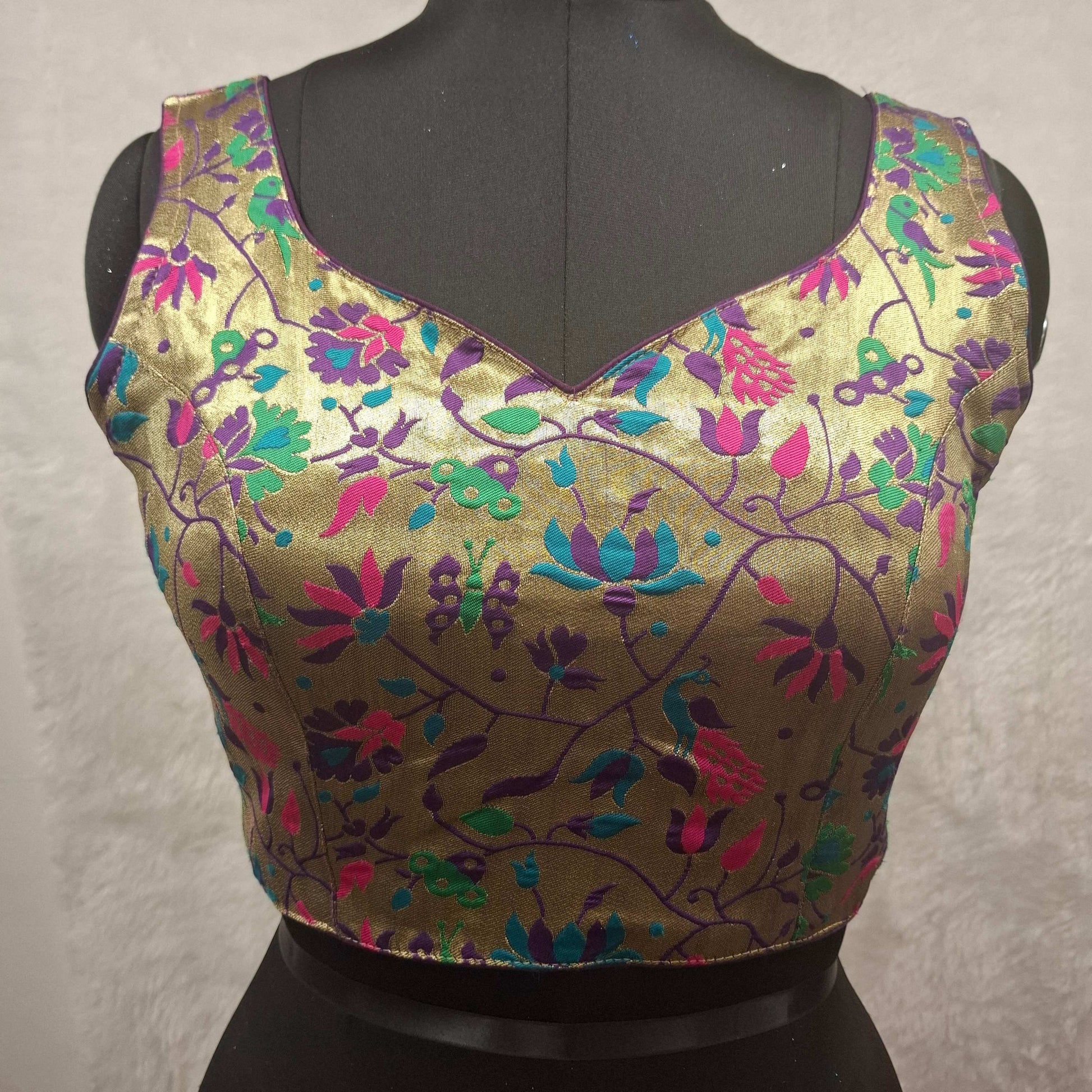 Kia Fashions Purple Jacquard Weave Multi Color Paithani Readymade Blouse 