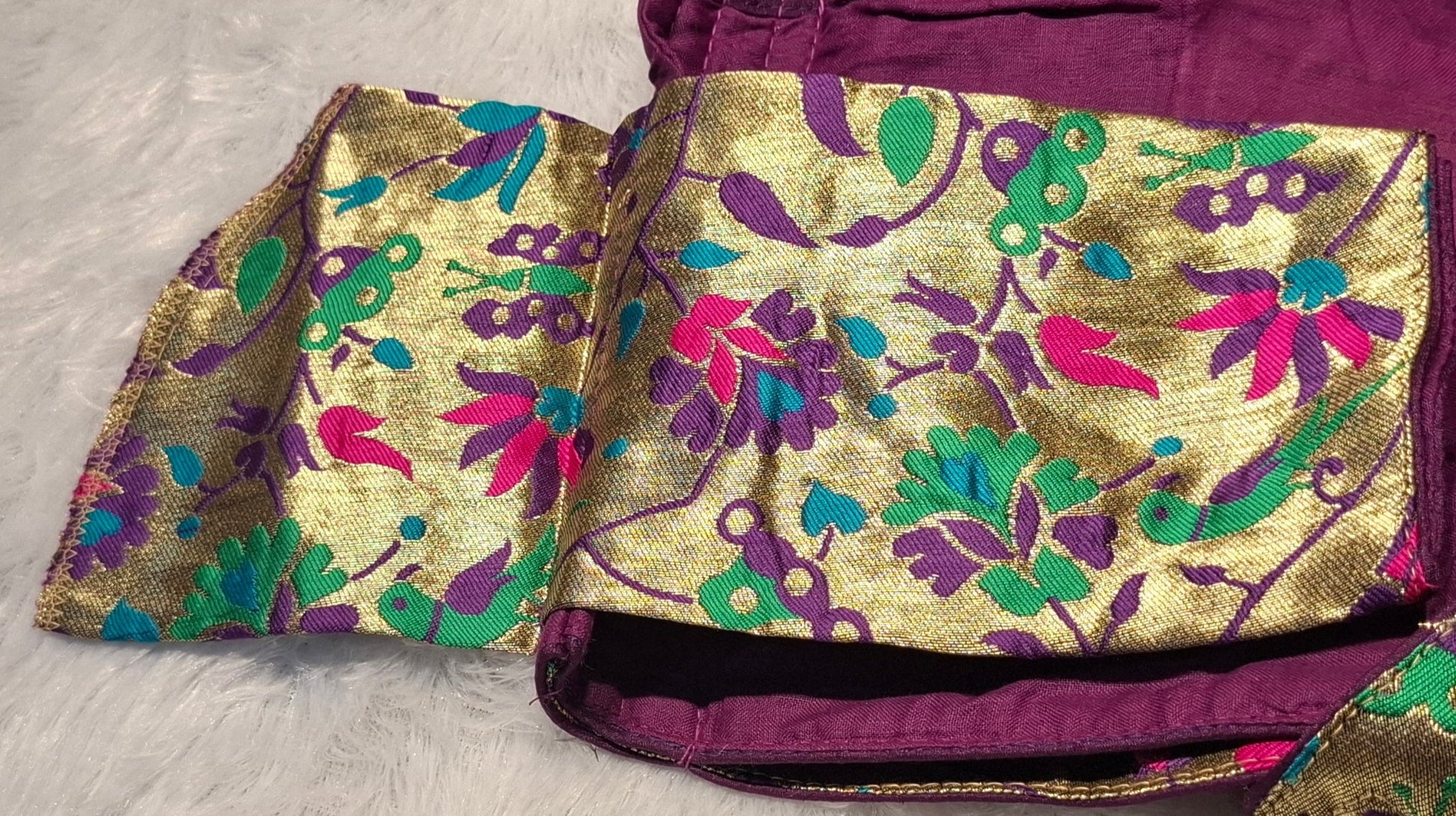 Kia Fashions Purple Jacquard Weave Multi Color Paithani Readymade Blouse 