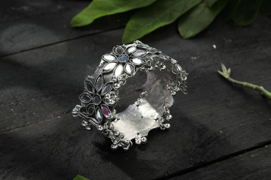 Mominos Fashion Silver Plated Oxidised Bracelet with Mirror design - Grab2buy