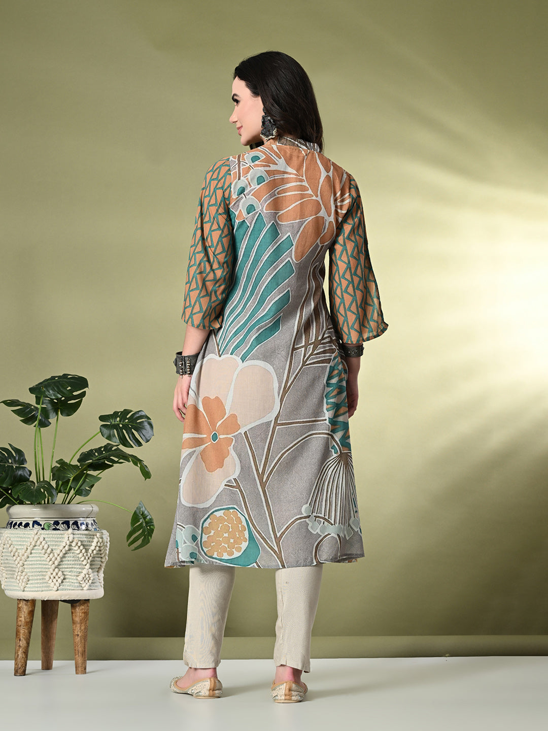 Myshka Women's Hakoba Printed A-Line Kurta in Multi Color