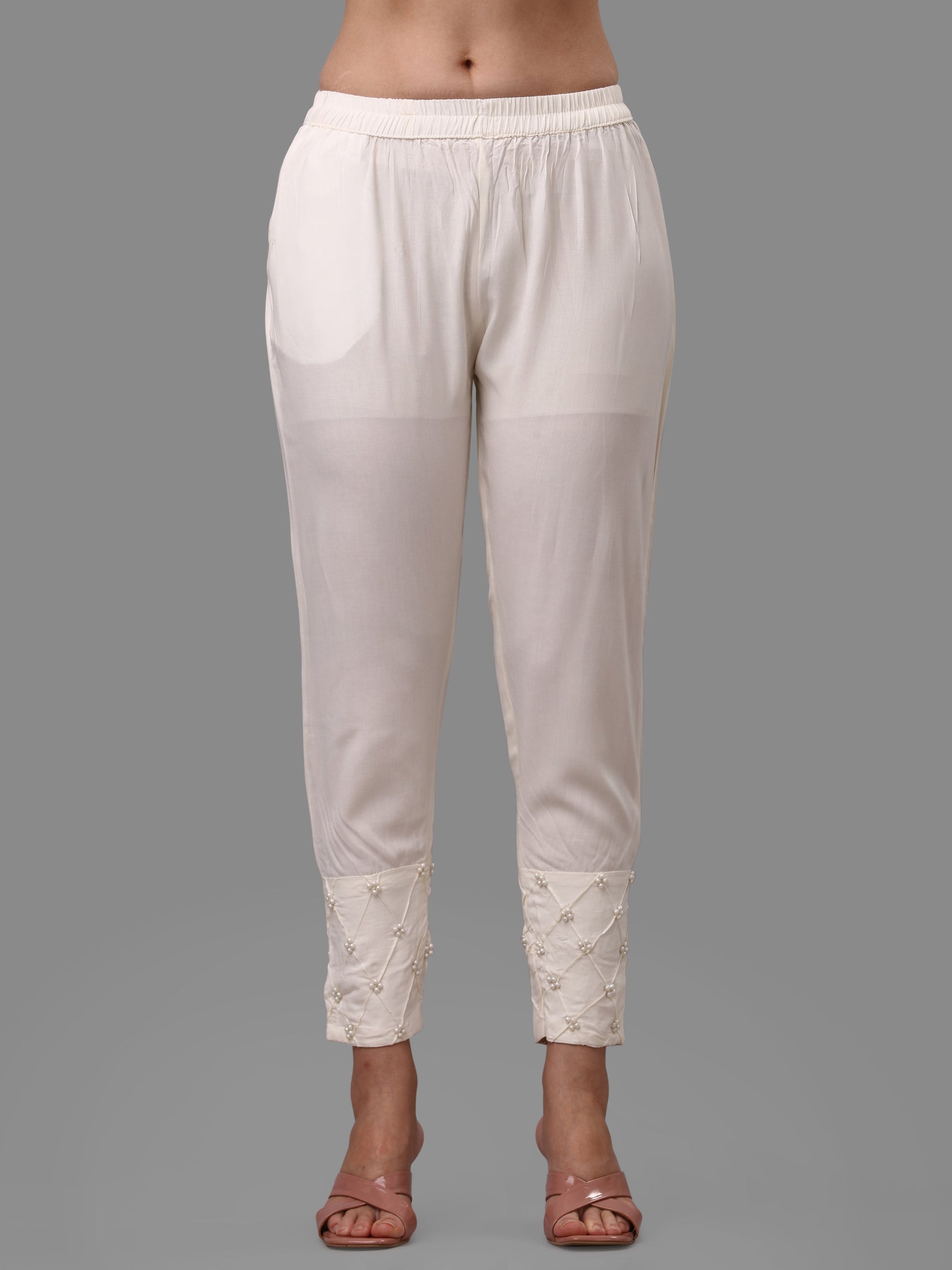 Ethnic Motif& Mandarin Collar Kurta With Cotton Pant Set, Multicolor - Hiral Fashion