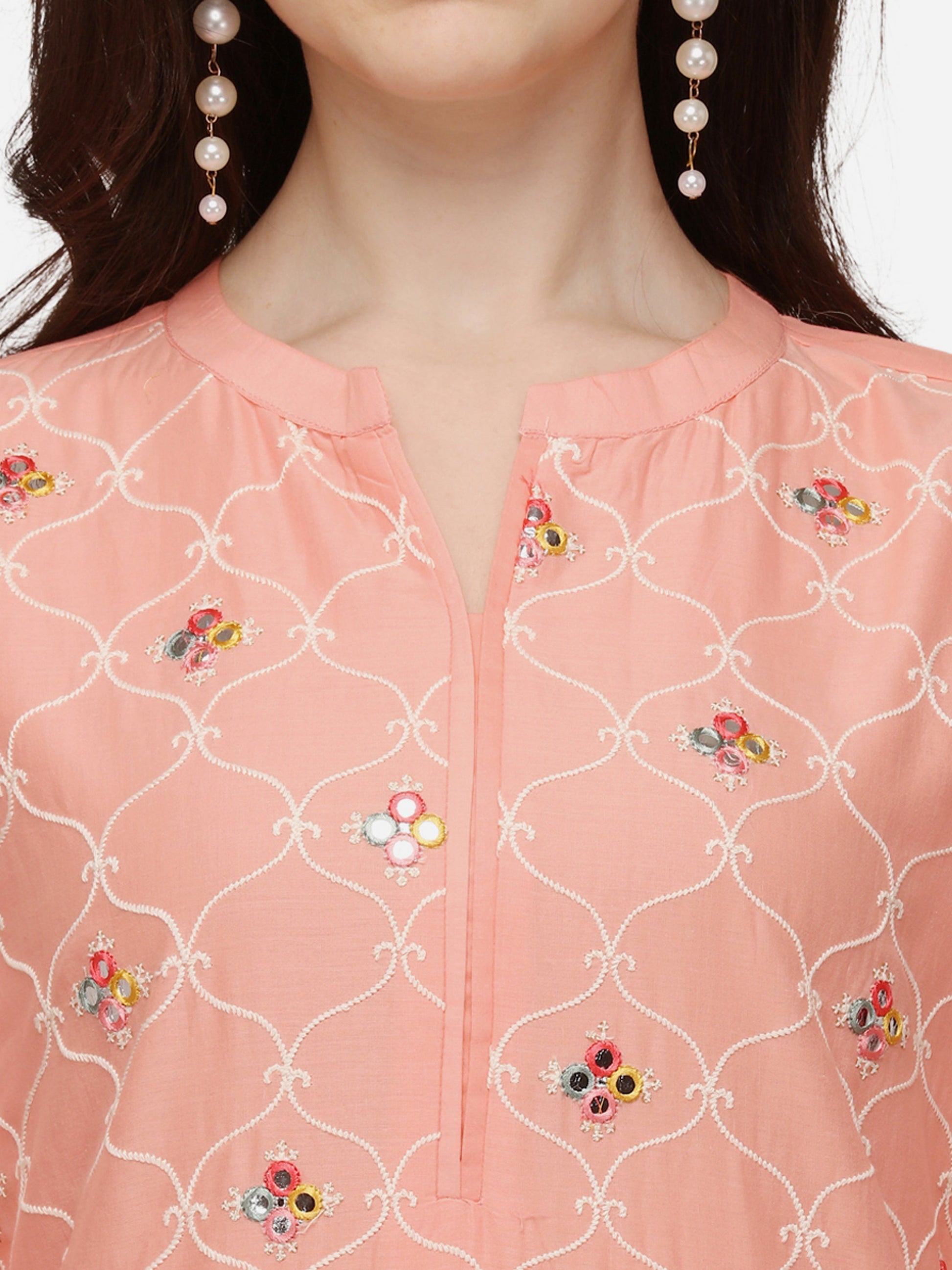 Lucknawi Embroidered Kurta With Pant & Dupatta, Multicolor - Hiral Fashion