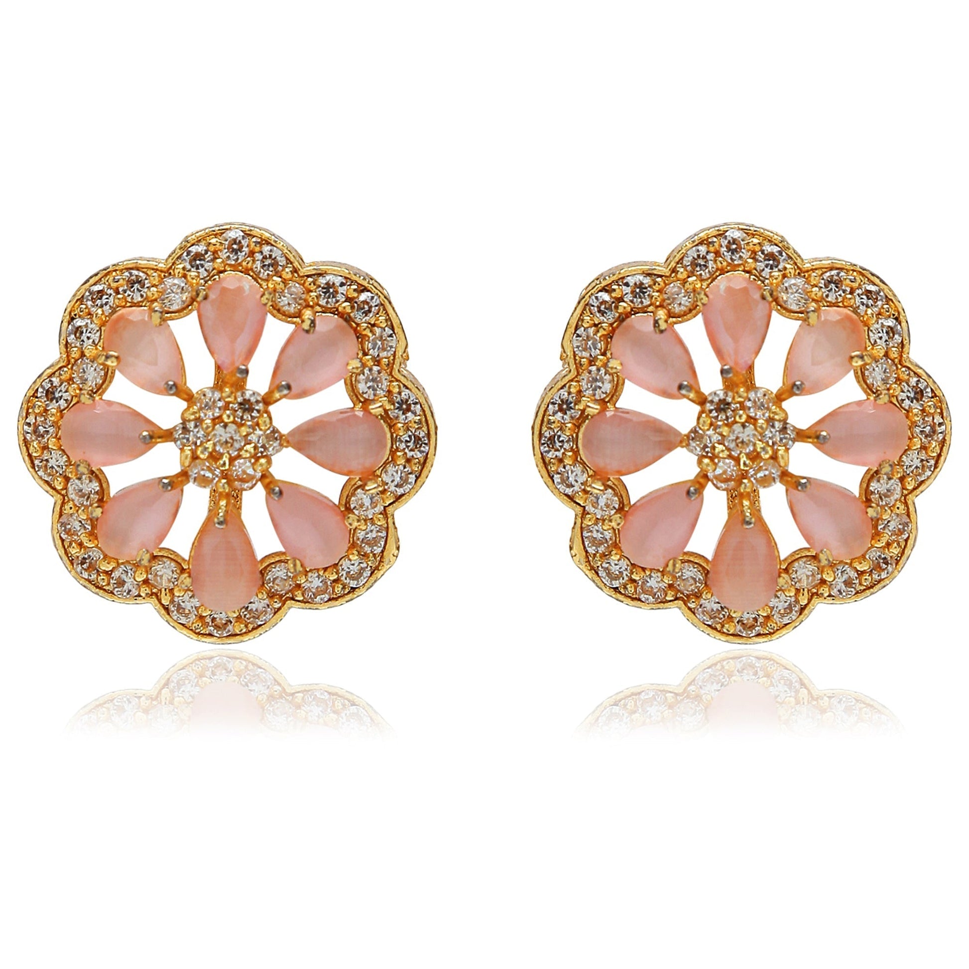 Gold-Polished Traditional CZ Crystal Studded Pearl Choker Necklace Jewellery Set for Women - Wahe Jewels Noz2Toz