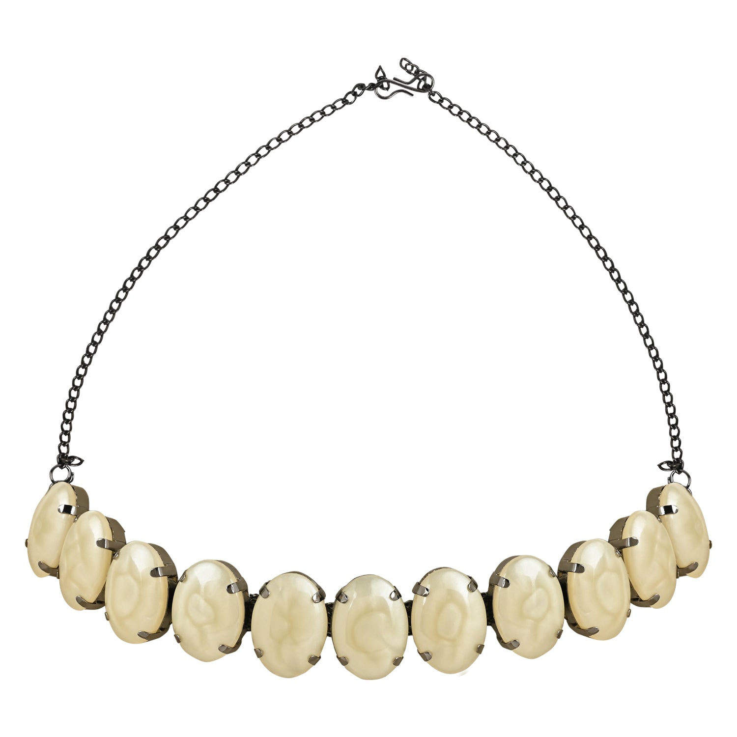 Glamorous Fashionable Eye-Catching Cream Beaded Choker and Earrings Set For Women/Girls - Wahe Jewels Noz2Toz