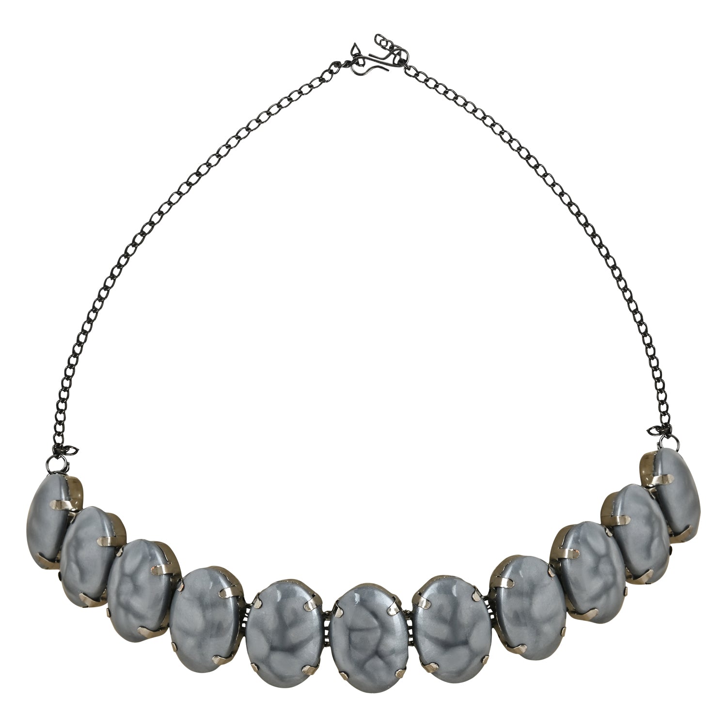 Glamorous Fashionable Eye-Catching Grey Beaded Choker and Earrings Set For Women/Girls - Wahe Jewels Noz2Toz
