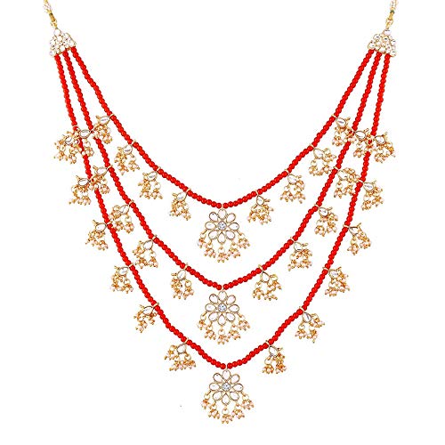 Designer Multi Stand Pearl & Kundan Maharaja Haar Groom Necklace Set for Men - Wahe Jewels Noz2Toz
