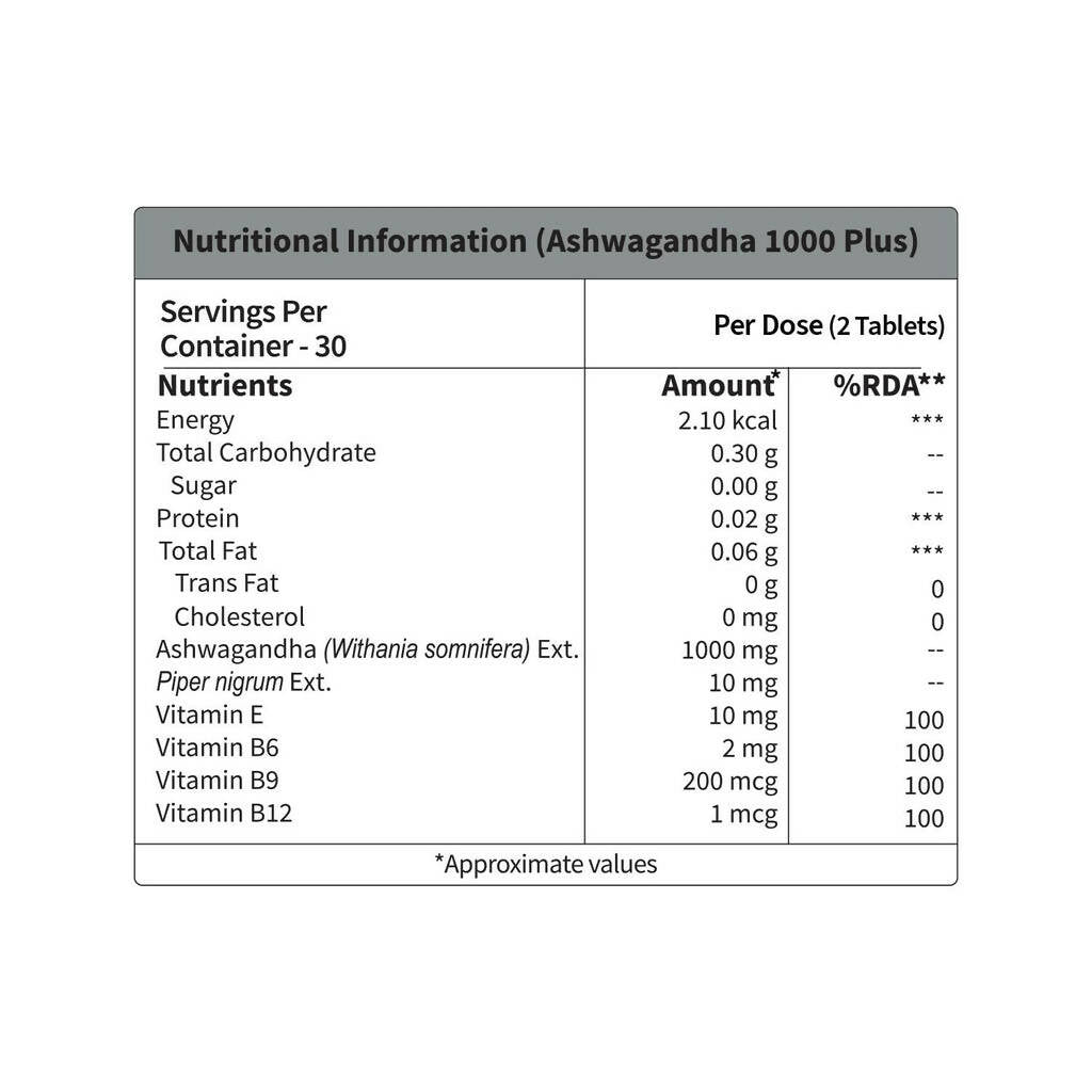 Neuherbs Ashwagandha 1000 Plus Tablets with Vitamins 