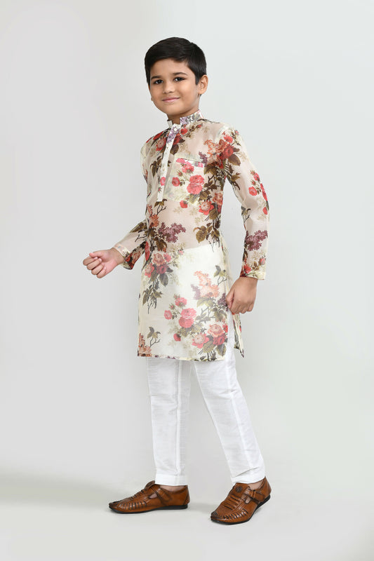 Joban Fashion Georgette Mustard Kurta With Straight Fit Pant