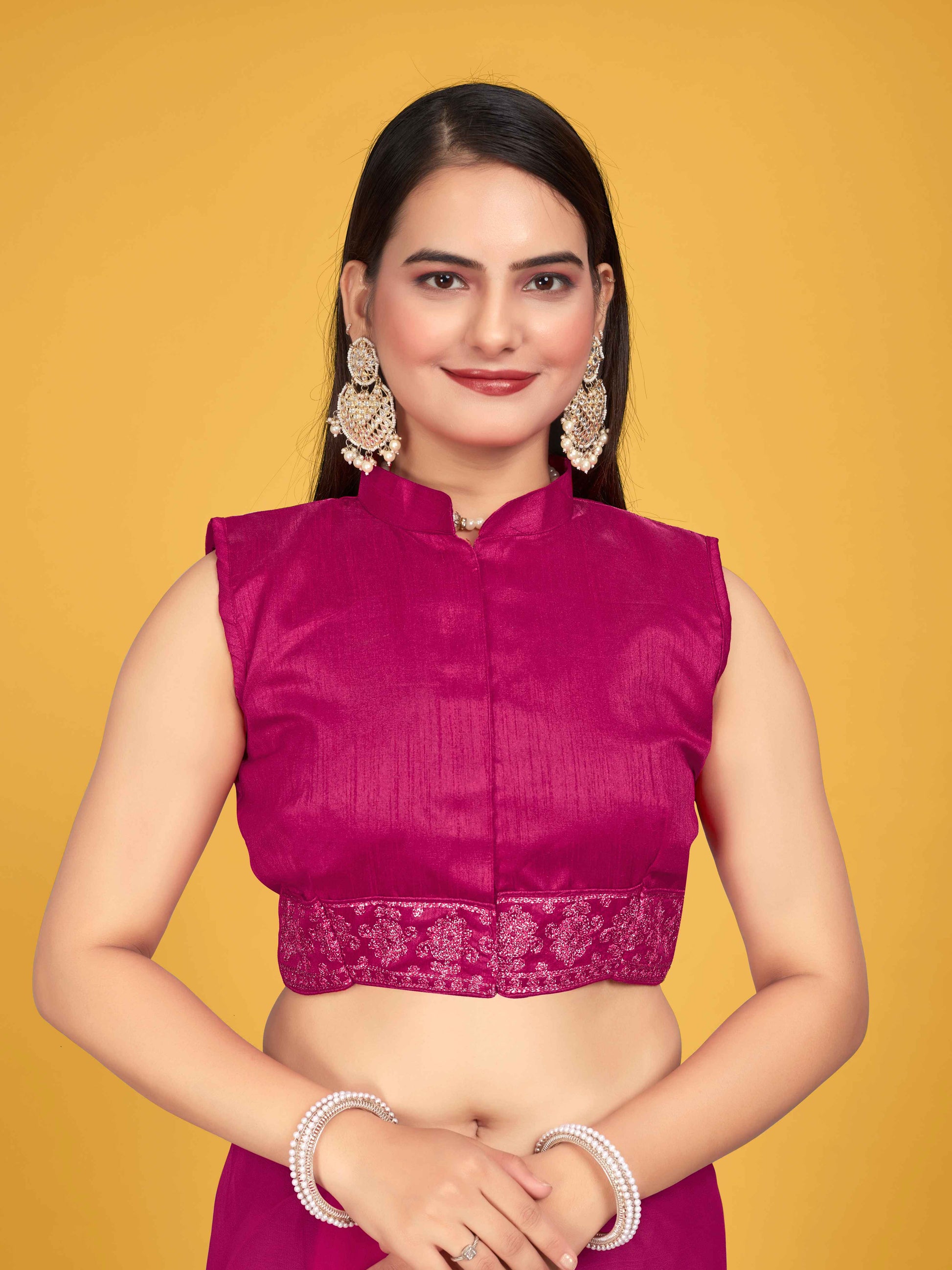 MANOHARI Georgette Embroidered Work Saree - Pink