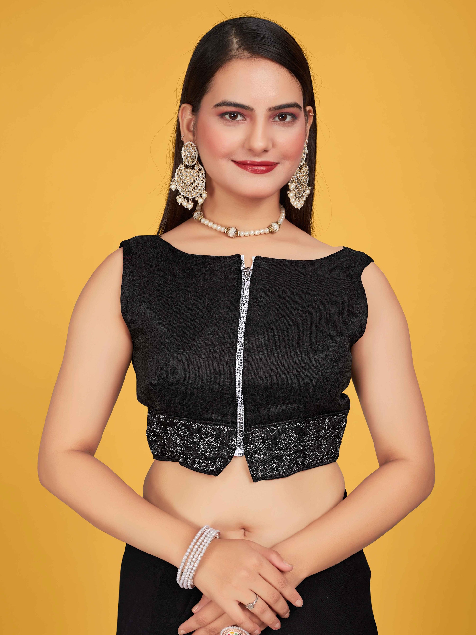 MANOHARI Georgette Embroidered Work Saree - Black
