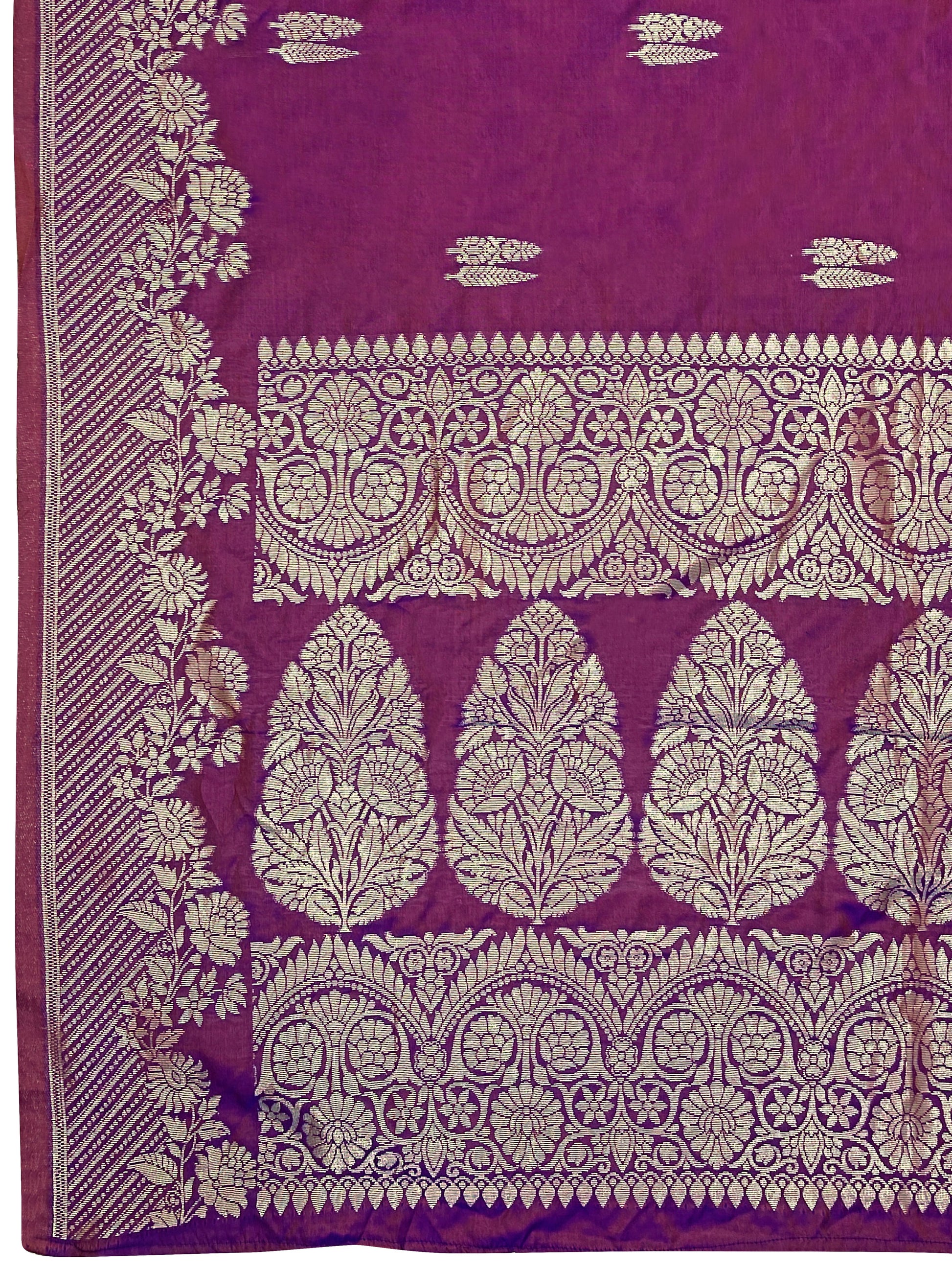 MANOHARI Banarasi Silk Blend Jacquard Work Saree - Purple