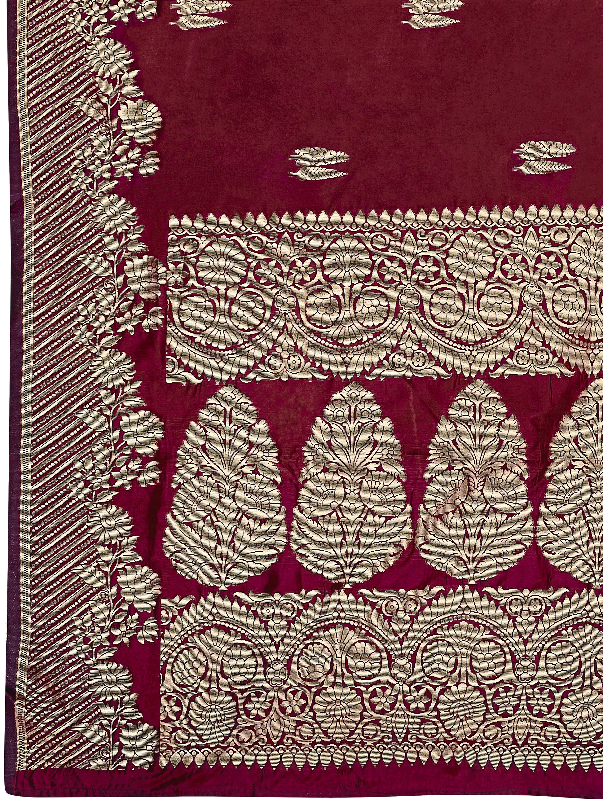 MANOHARI Banarasi Silk Blend Jacquard Work Saree - Red
