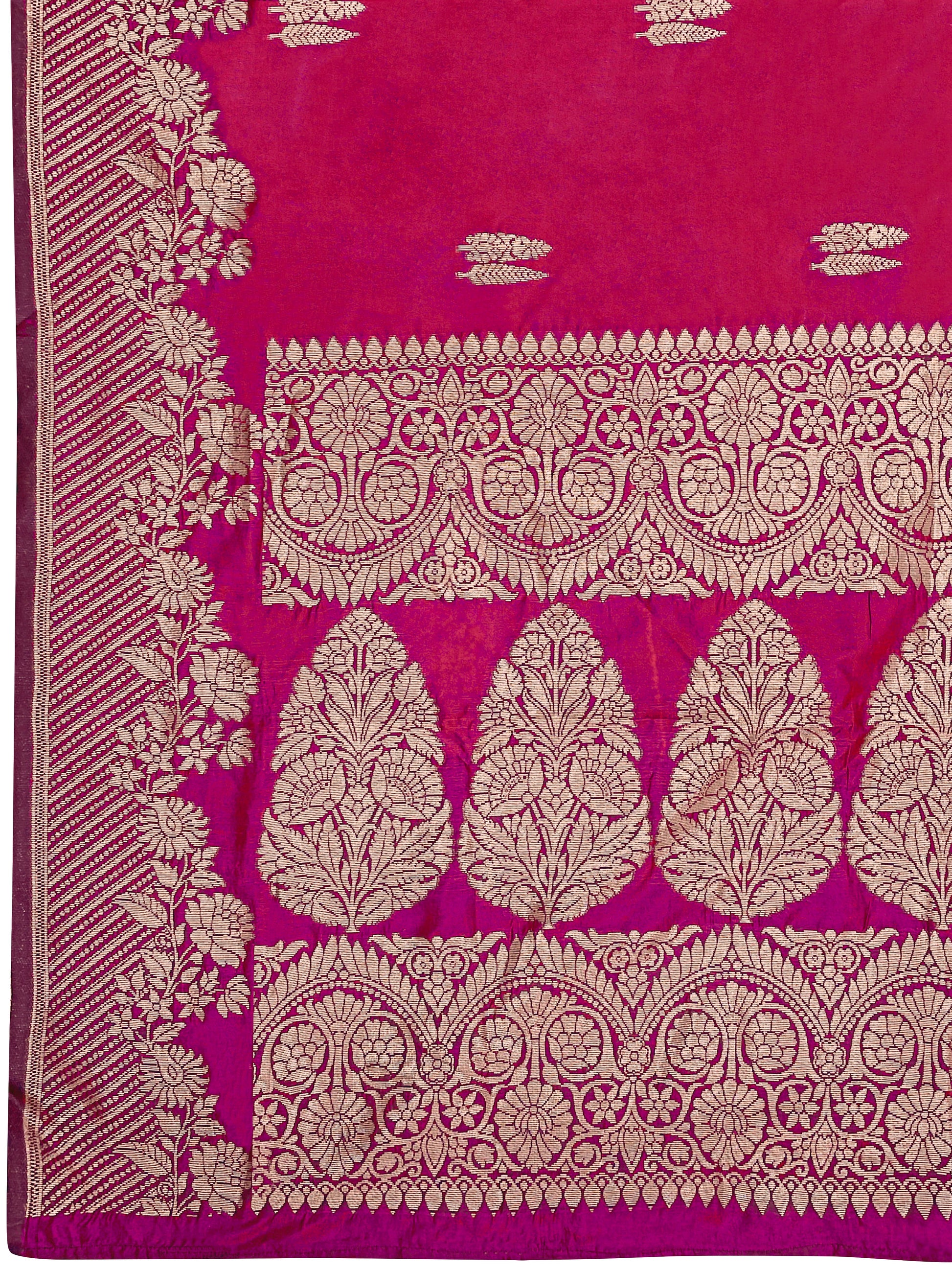 MANOHARI Banarasi Silk Blend Jacquard Work Saree - Pink