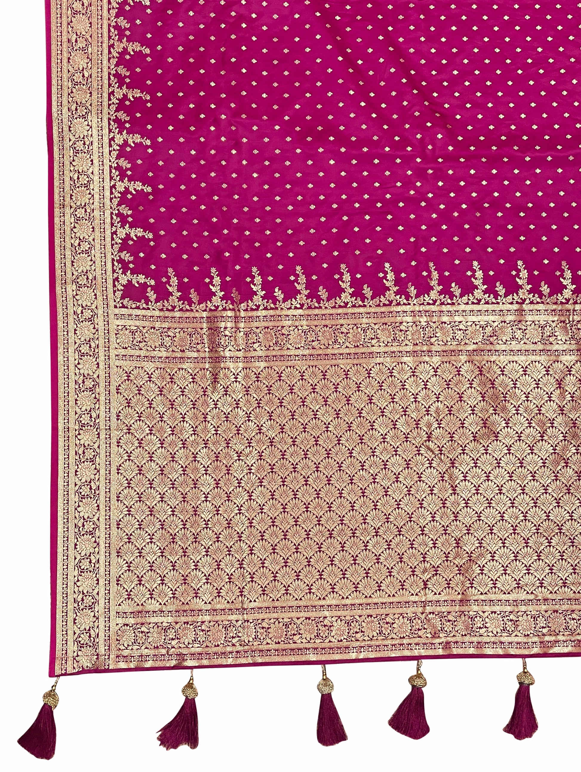 MANOHARI Banarasi Silk Blend Jacquard Work Saree - Pink