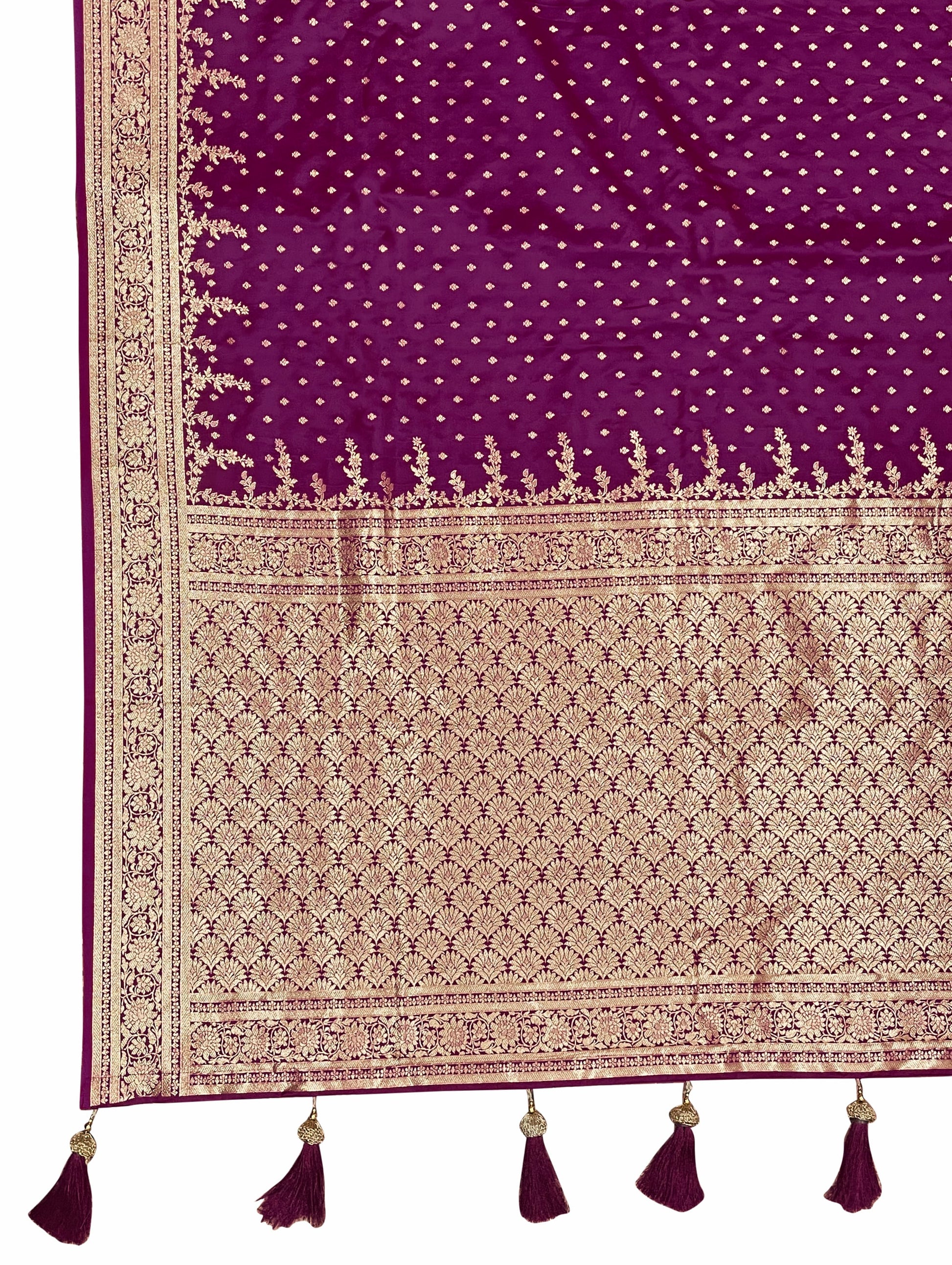 MANOHARI Banarasi Silk Blend Jacquard Work Saree - Purple
