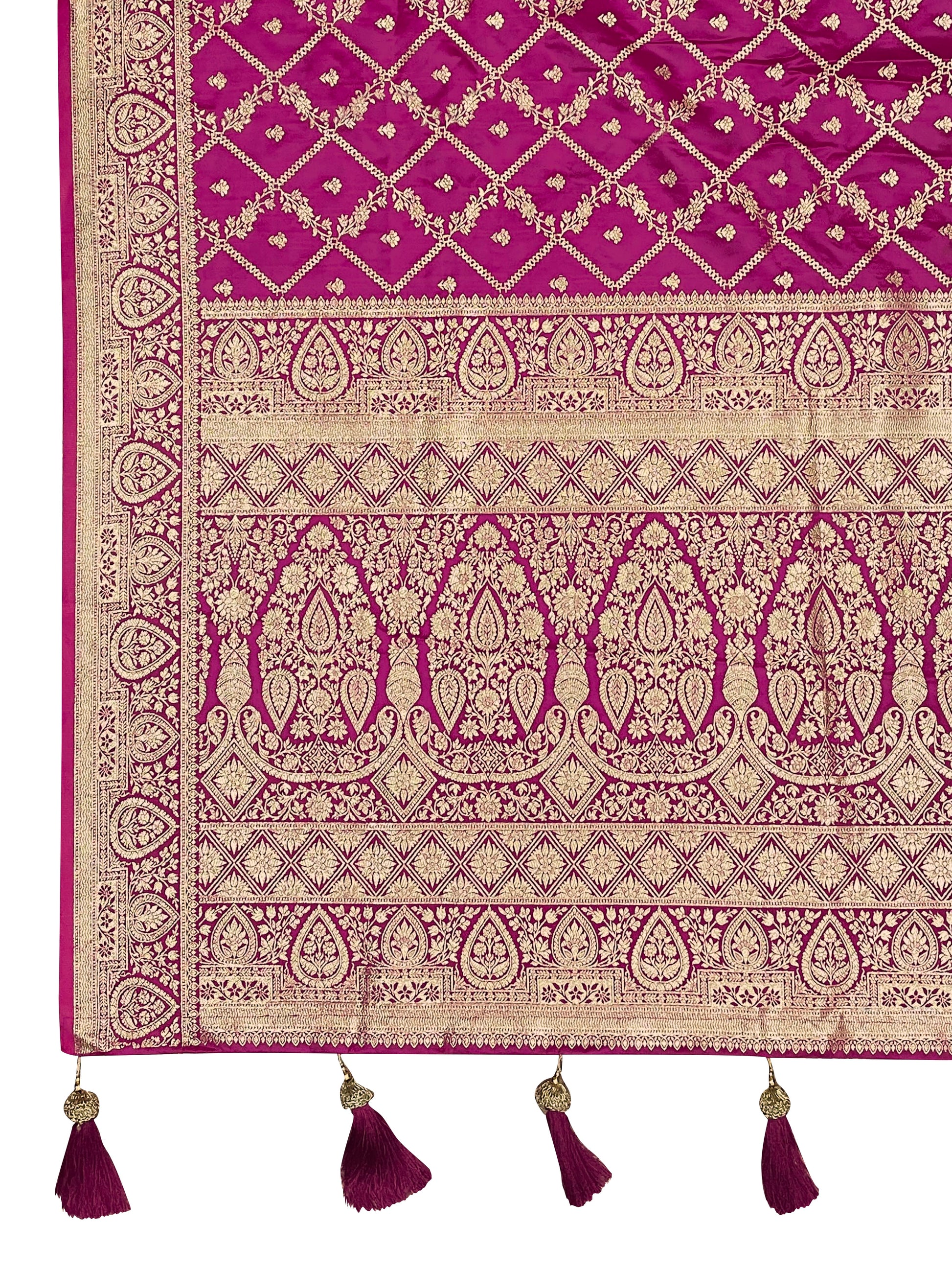 MANOHARI Banarasi Silk Blend Jacquard Work Saree - Pink