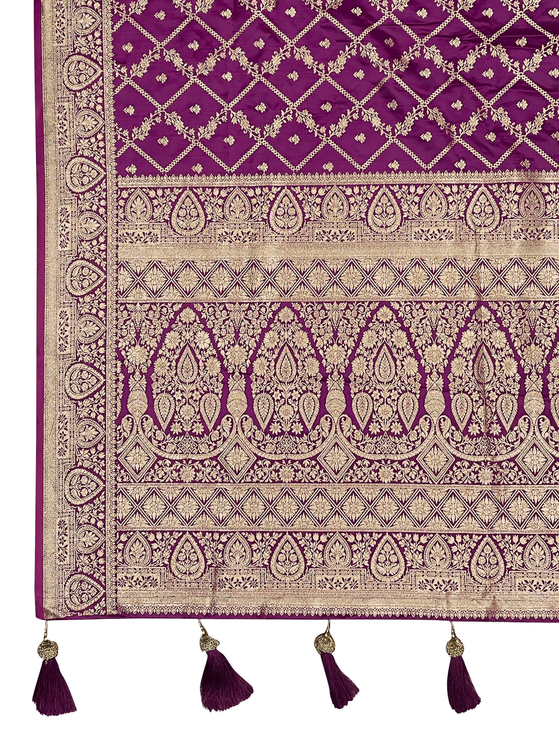 MANOHARI Banarasi Silk Blend Jacquard Work Saree - Purple