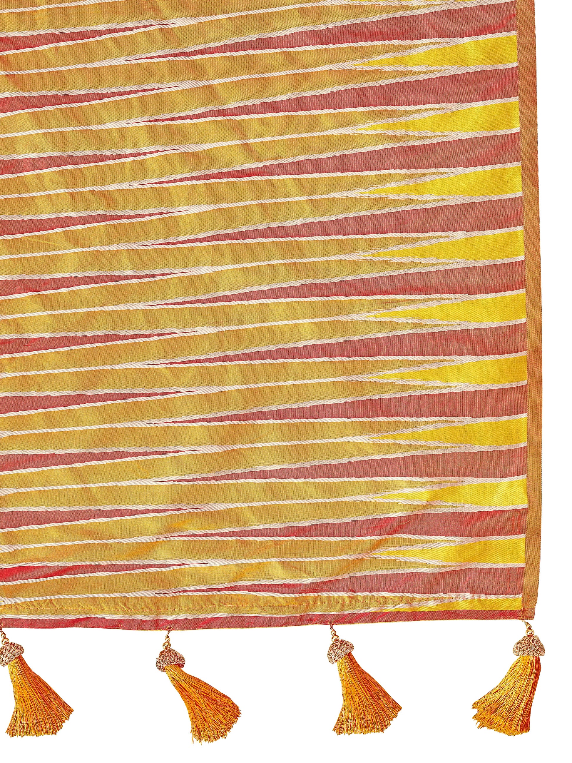 MANOHARI Banarasi Silk Blend Jacquard Work Saree - Yellow