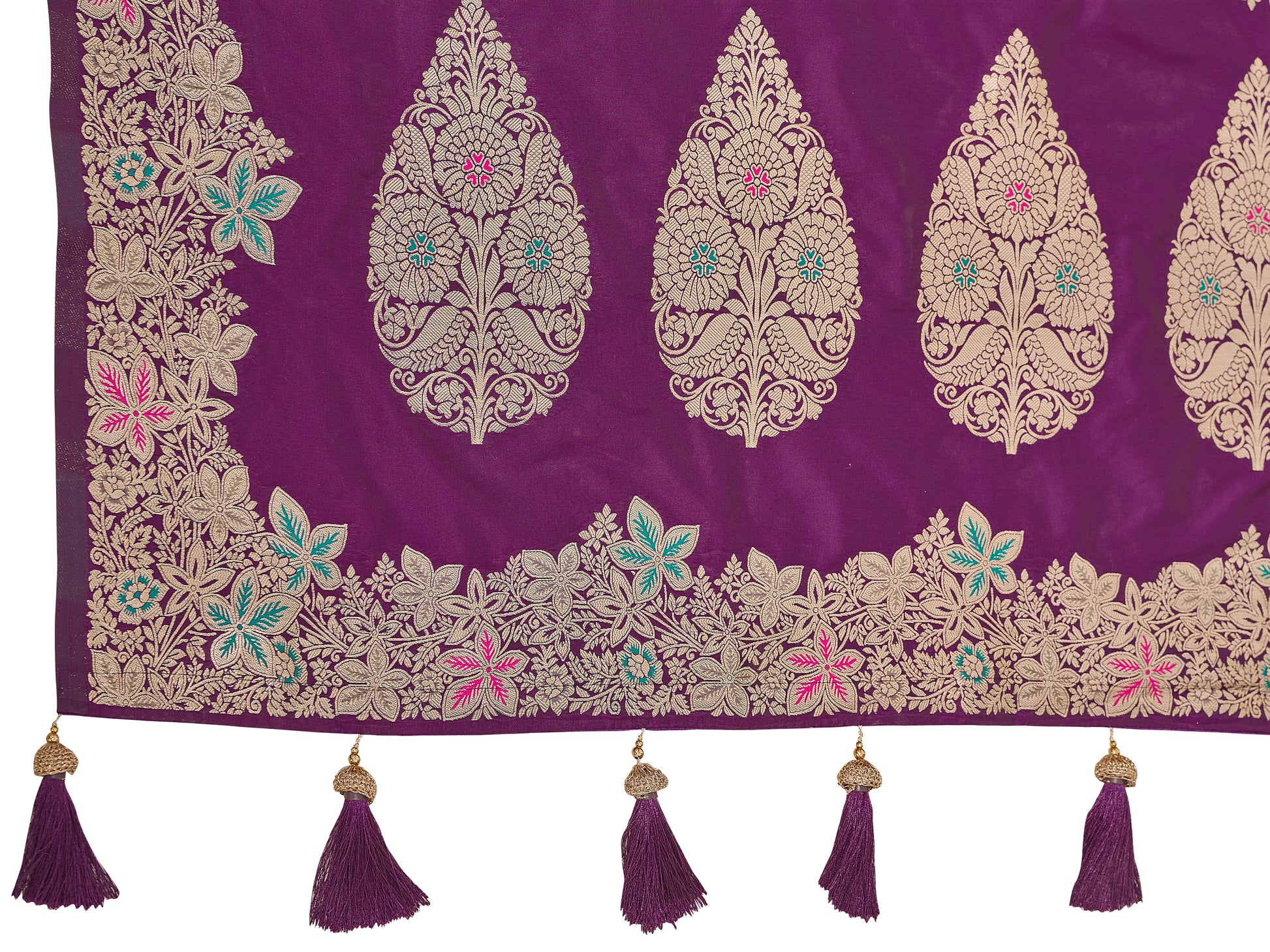 MANOHARI Banarasi Silk Blend Jacquard Work Saree - Purple
