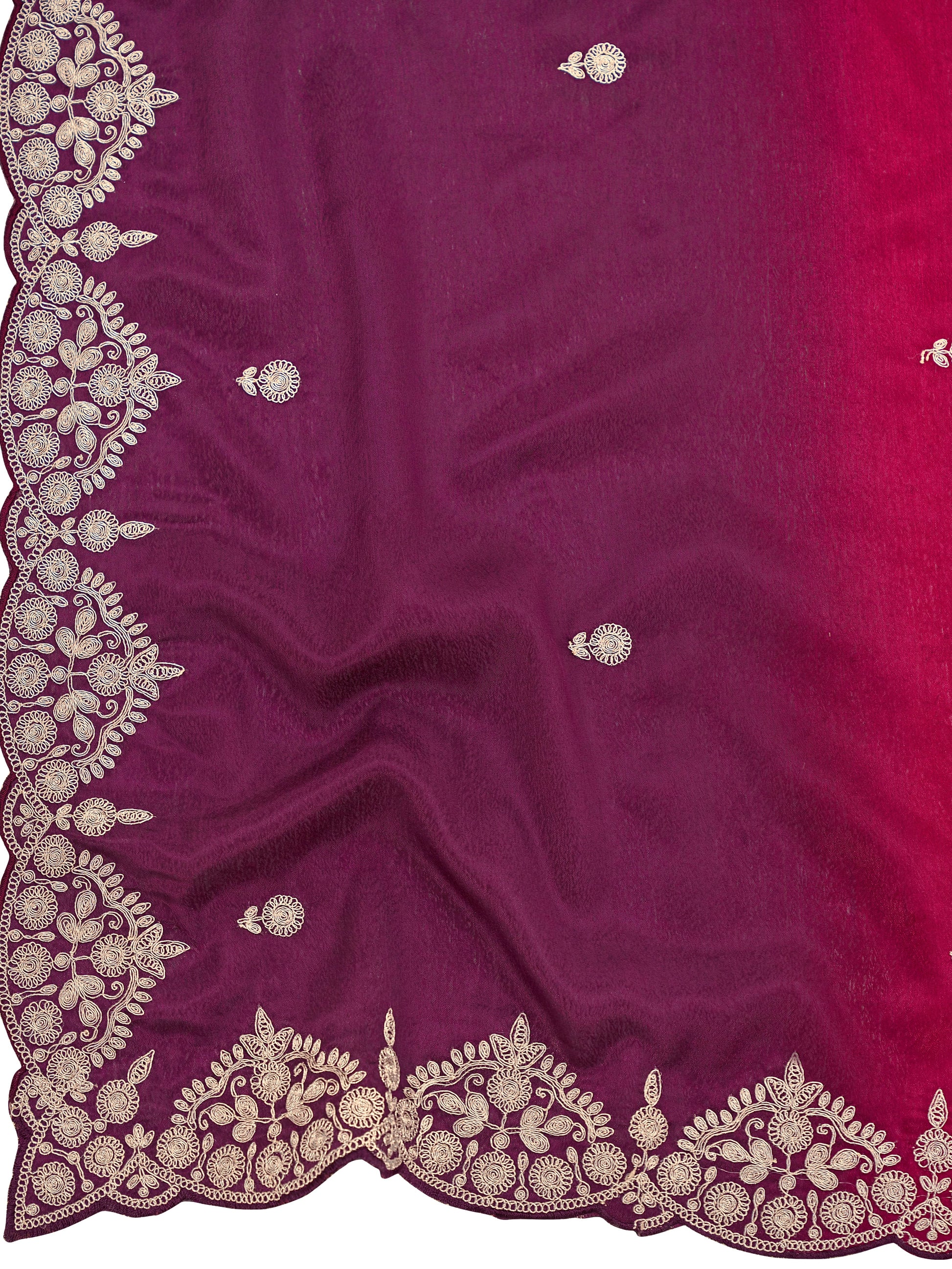 MANOHARI Georgette Embroidered Work Saree - Red