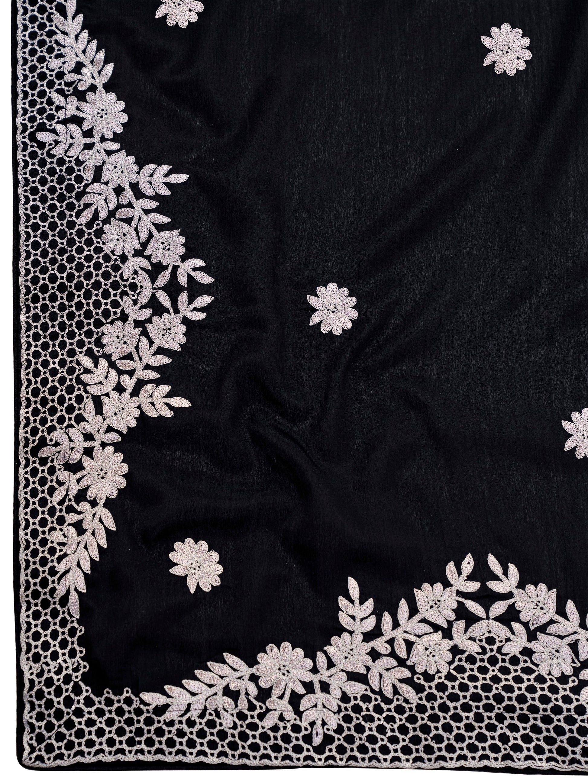 MANOHARI Georgette Embroidered Work Saree - Black