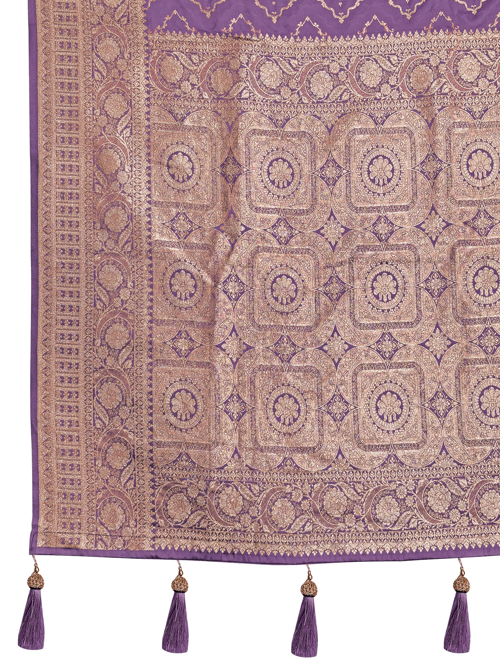 MANOHARI Banarasi Silk Blend Jacquard Work Saree - Purple
