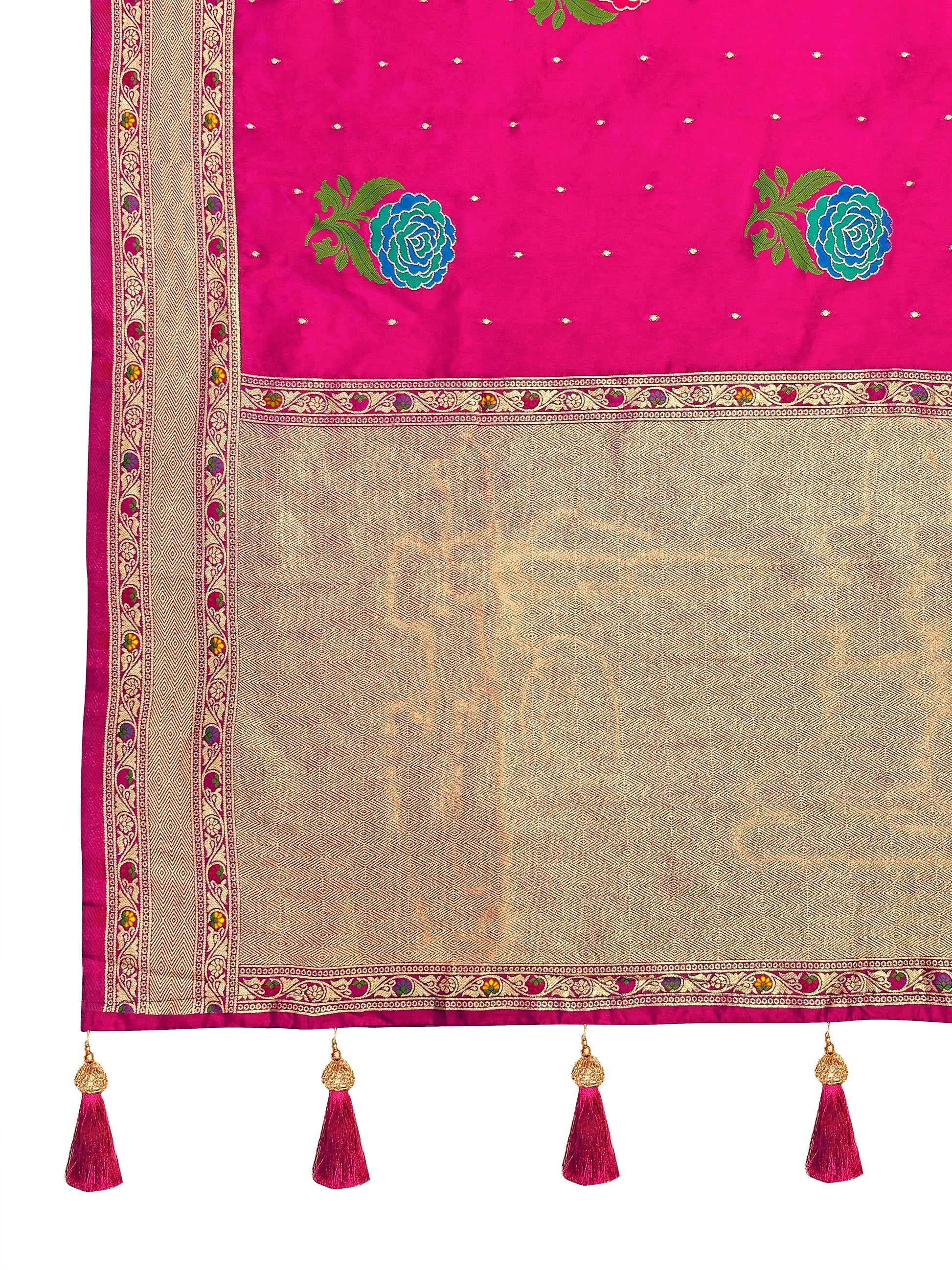 MANOHARI Banarasi Silk Blend Jacquard Work Saree - Pink