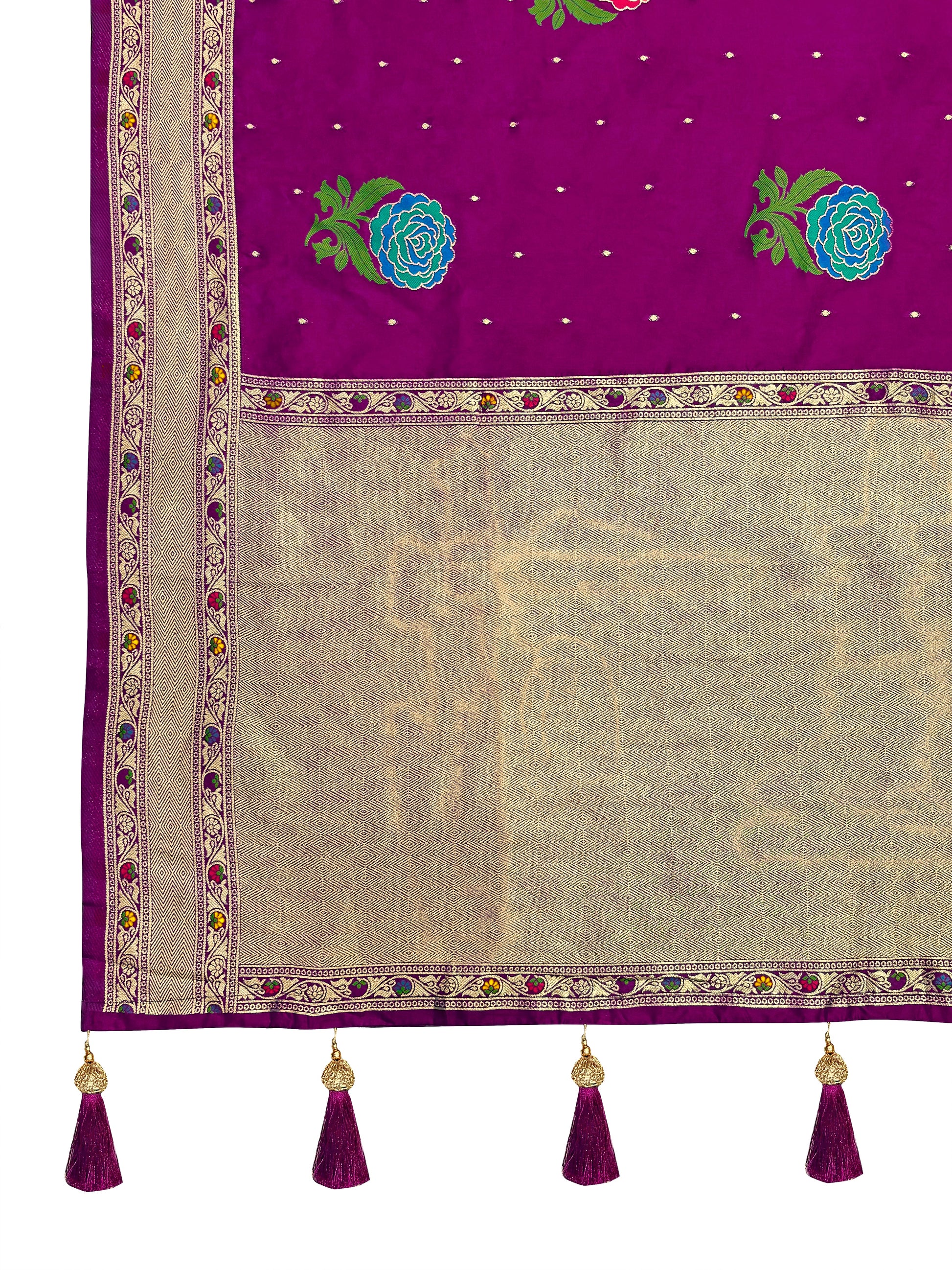 MANOHARI Banarasi Silk Blend Jacquard Work Saree - Pink