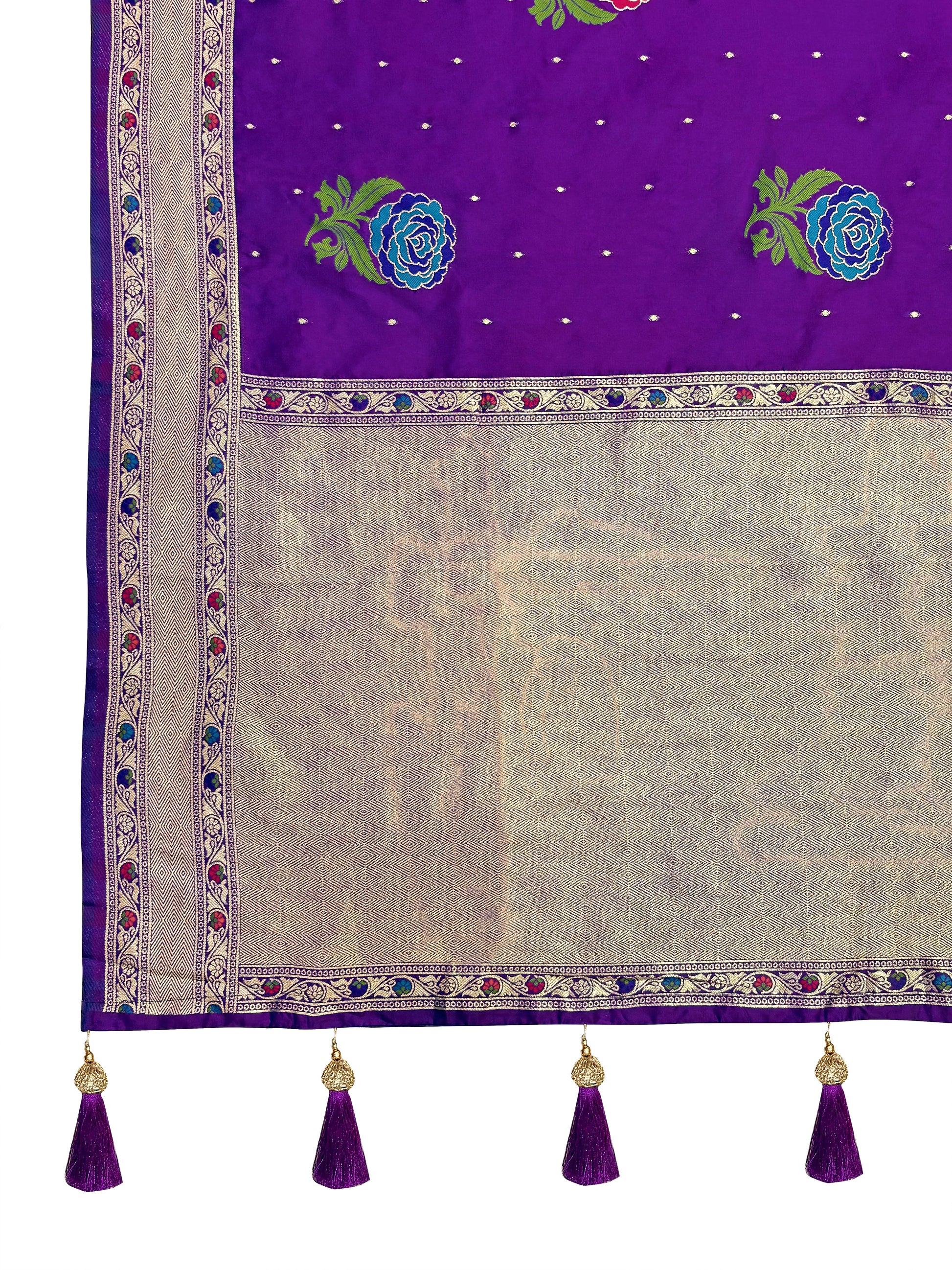 MANOHARI Banarasi Silk Blend Jacquard Work Saree - Purple