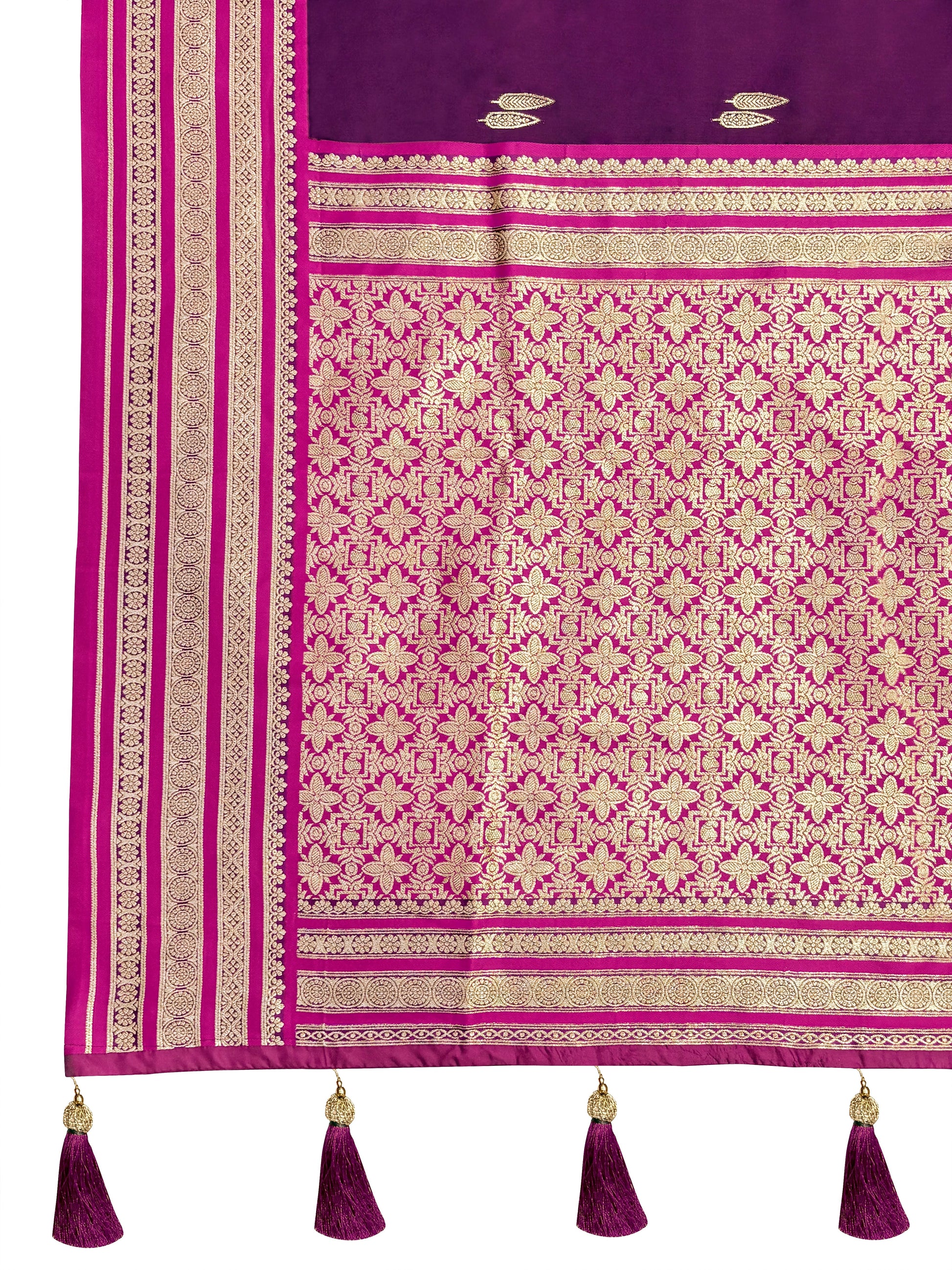 MANOHARI Banarasi Silk Blend Jacquard Work Saree - Purple