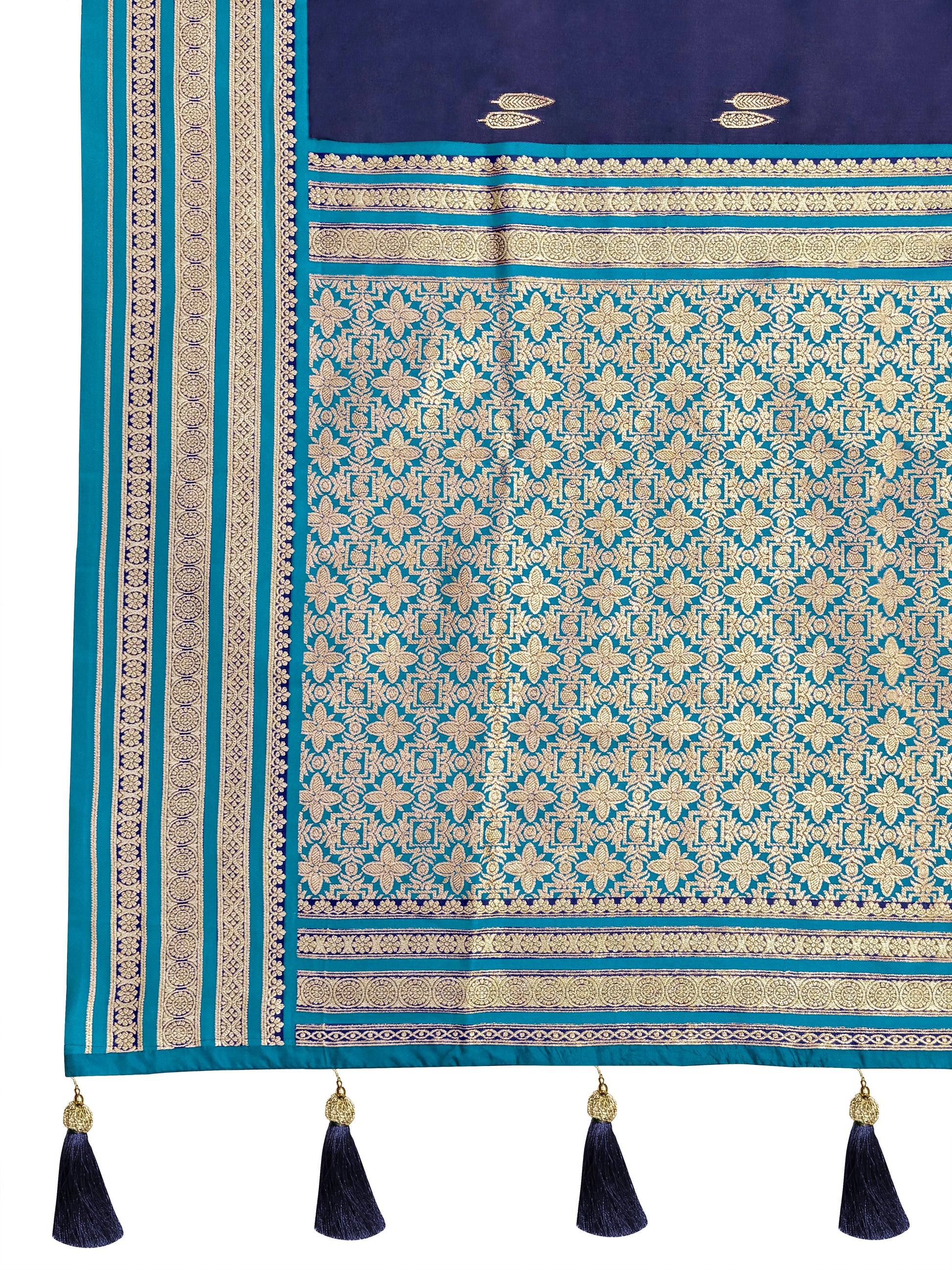MANOHARI Banarasi Silk Blend Jacquard Work Saree - Blue