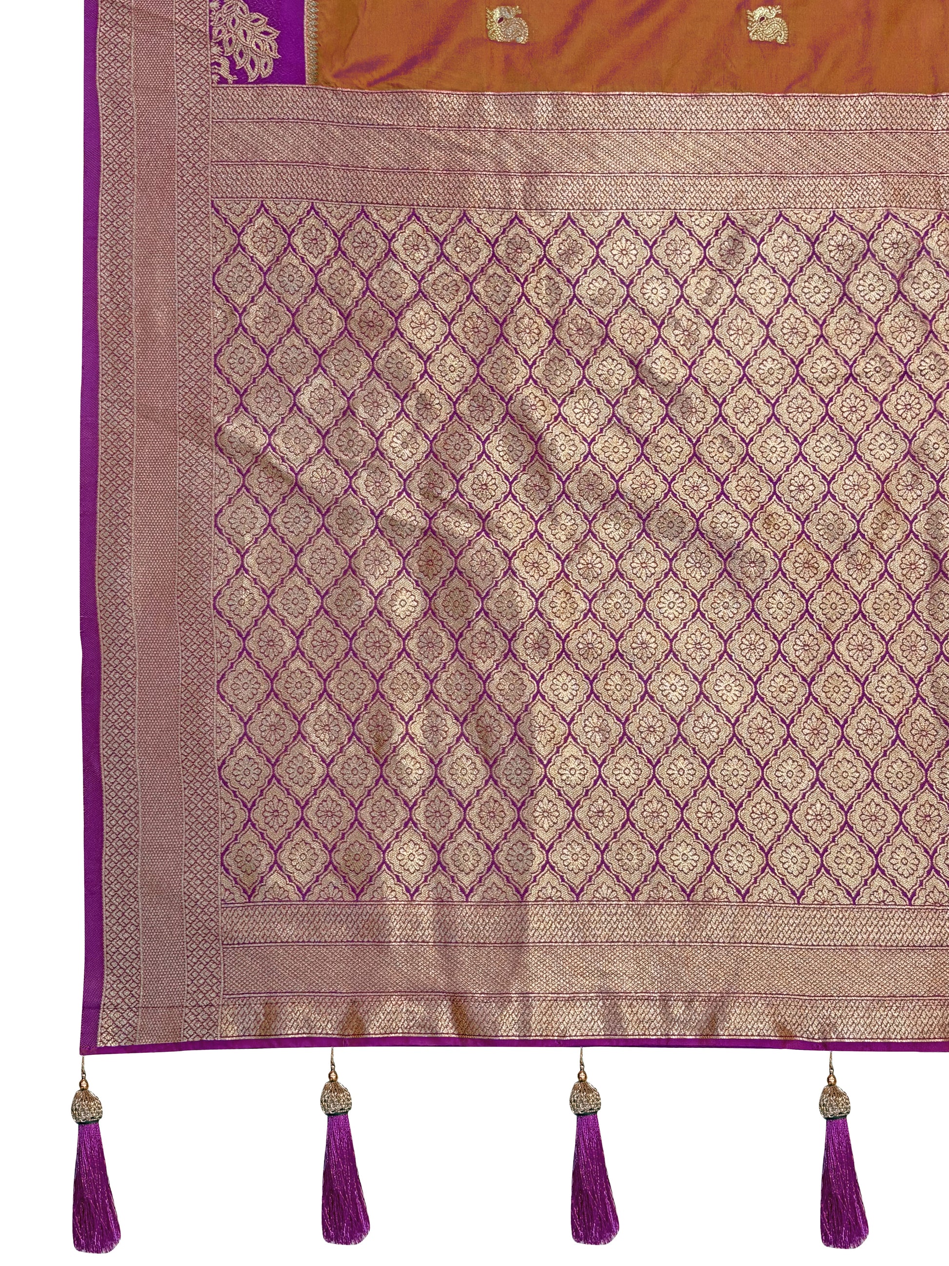 MANOHARI Banarasi Silk Blend Jacquard Work Saree - Brown